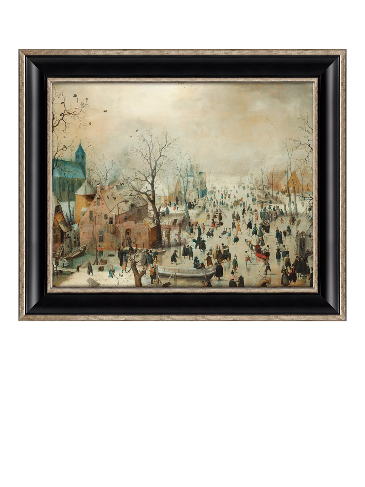 Brookpace Lascelles framed canvas print Winter Landscape with Skaters 36x42cm (British brand)