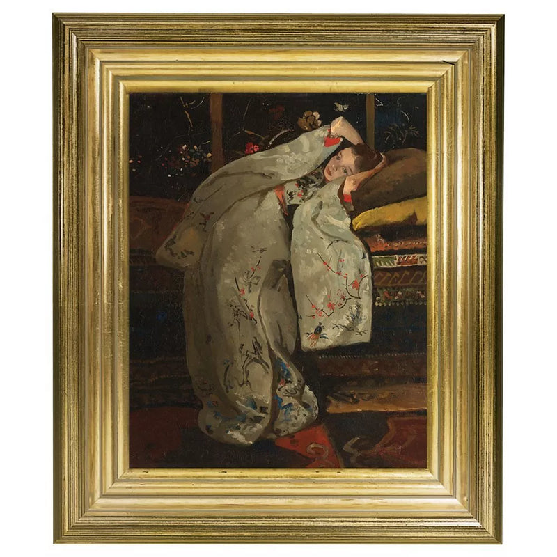 Brookpace Lascelles framed canvas print Girl in White Kimono 34x29cm, imported from the UK