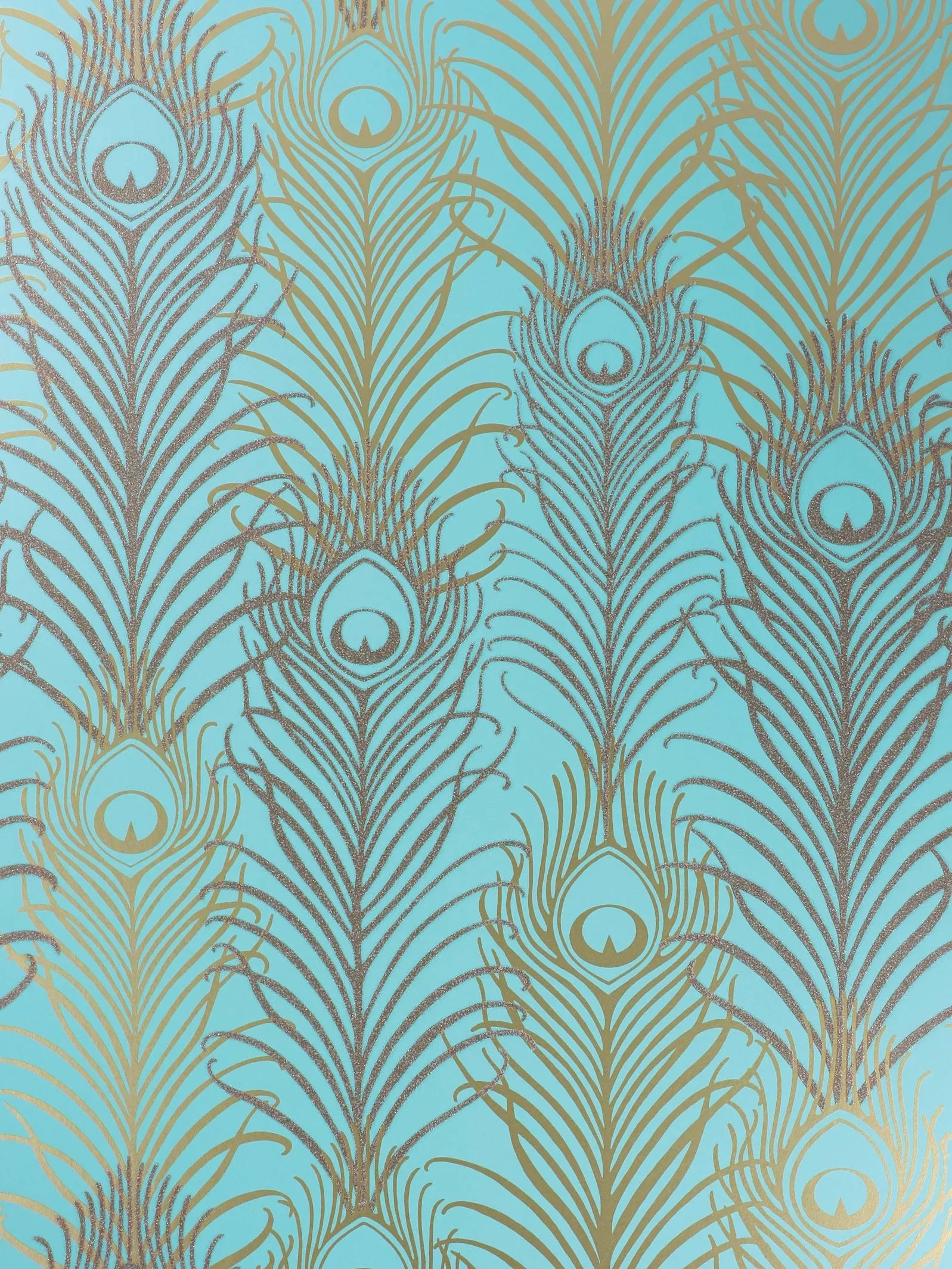 Matthew Williamson Peacock Wallpaper, Jade/Antique Gold,  W6541-02