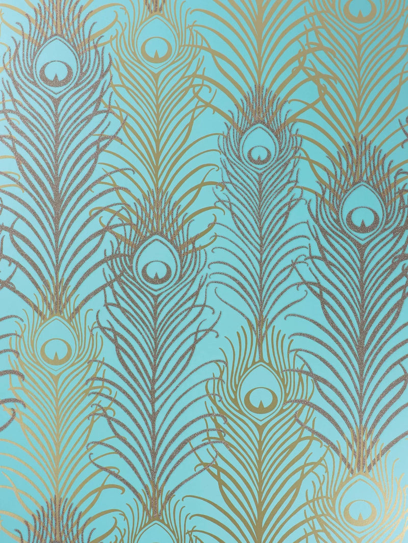 Matthew Williamson Peacock Wallpaper, Jade/Antique Gold,  W6541-02
