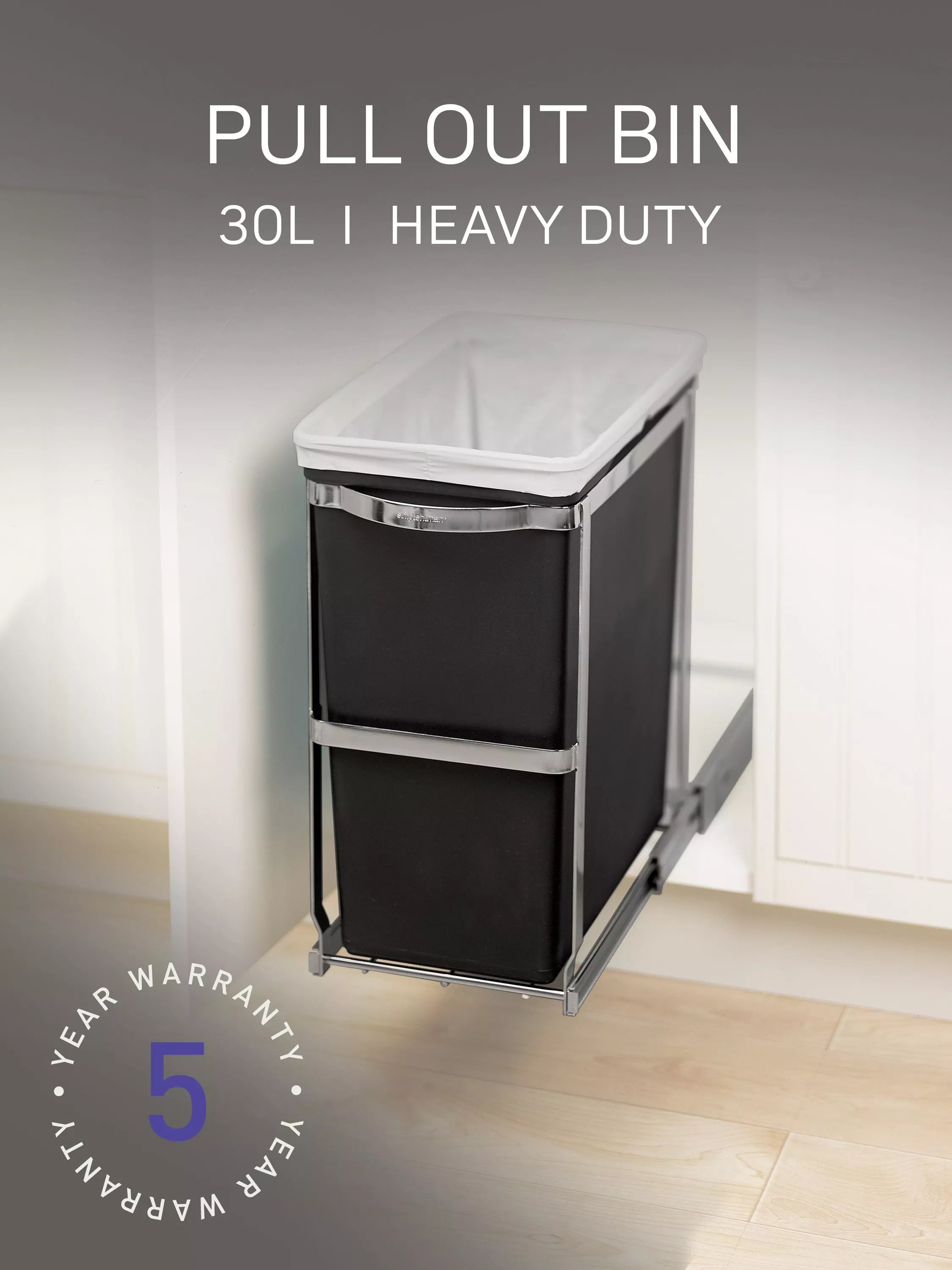 Simplehuman pull-out bin heavy duty steel frame 30L, UK version