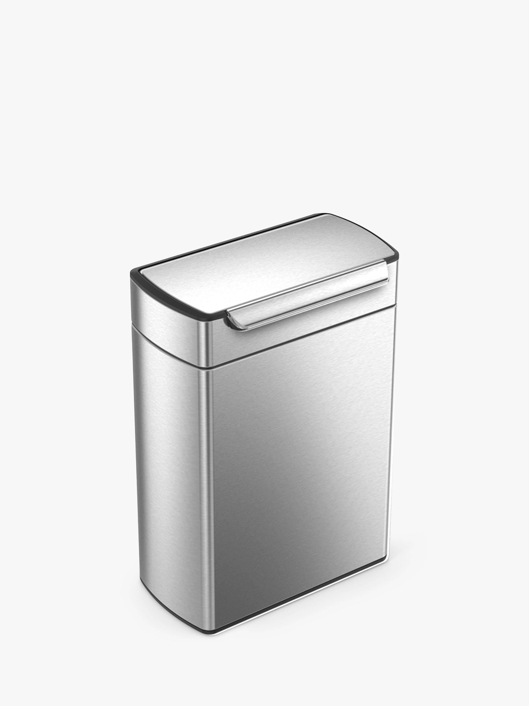 Simplehuman touch-bar recycling kitchen bin in brushed stainless steel, 48L capacity (British brand)