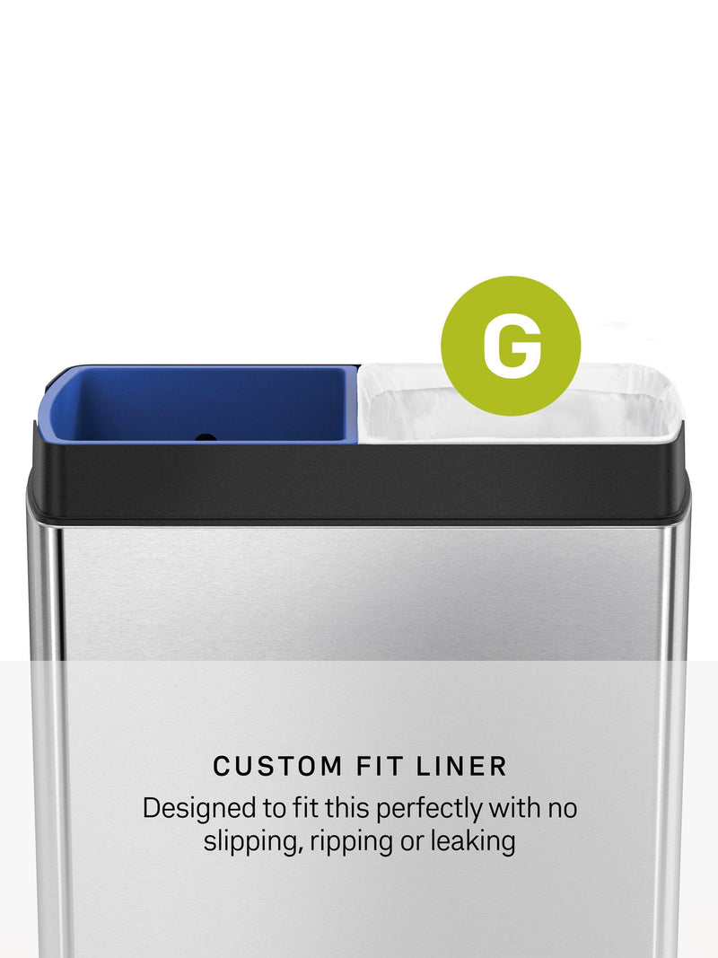 Simplehuman touch-bar recycling kitchen bin in brushed stainless steel, 48L capacity (British brand)