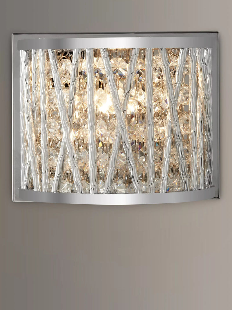 John Lewis crystal drum wall light chrome finish, imported from the UK