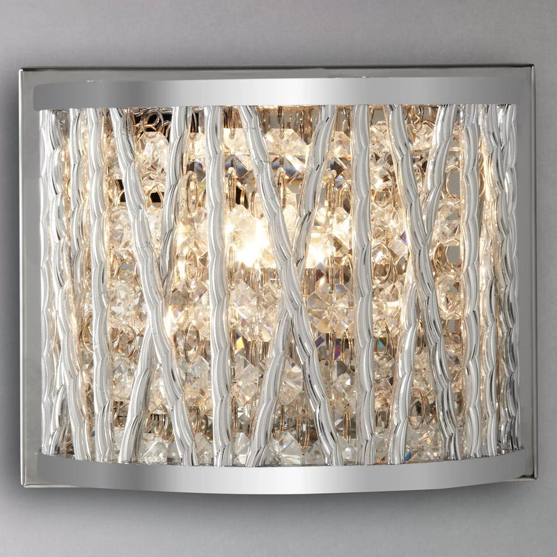 John Lewis crystal drum wall light chrome finish, imported from the UK