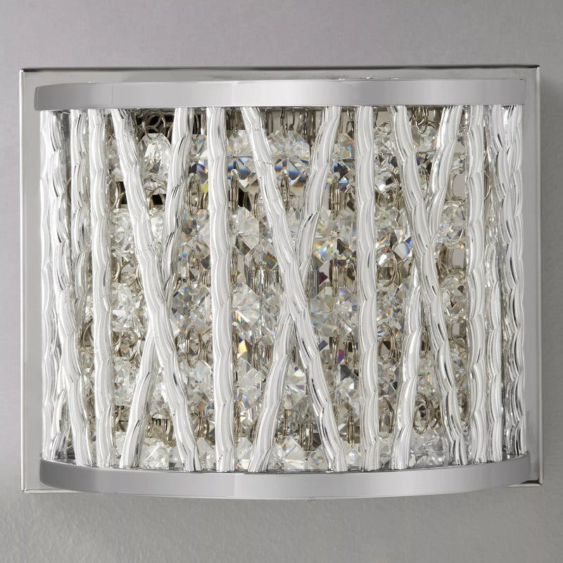 John Lewis crystal drum wall light chrome finish, imported from the UK