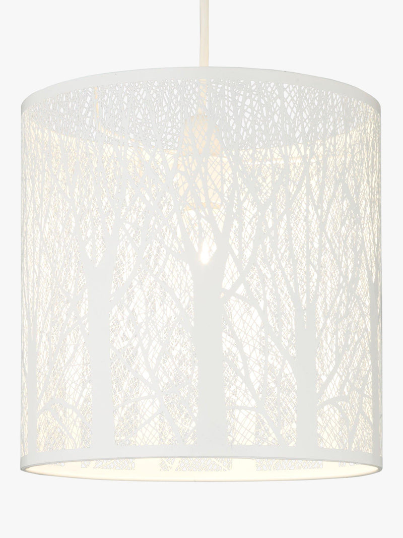 John Lewis painted metal ceiling shade with woodland tree pattern, UK version