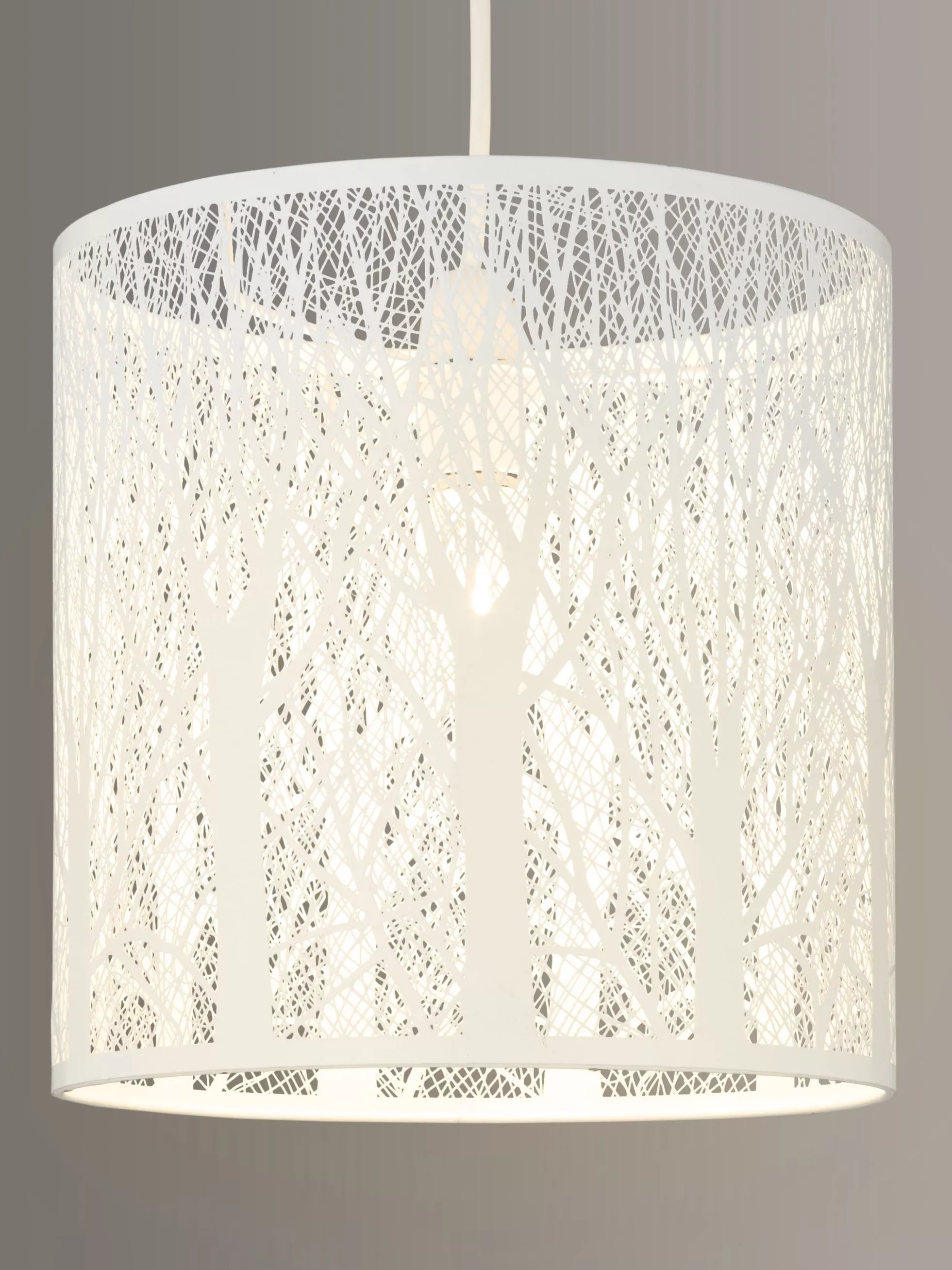 John Lewis painted metal ceiling shade with woodland tree pattern, UK version