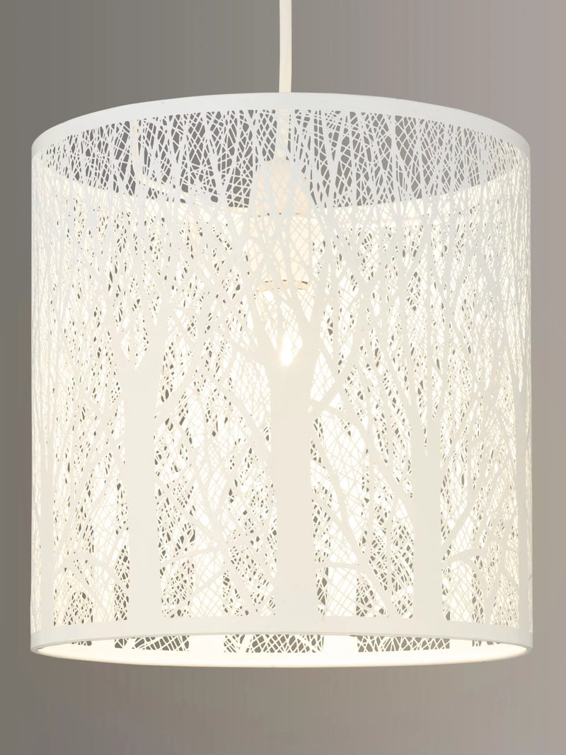 John Lewis painted metal ceiling shade with woodland tree pattern, UK version