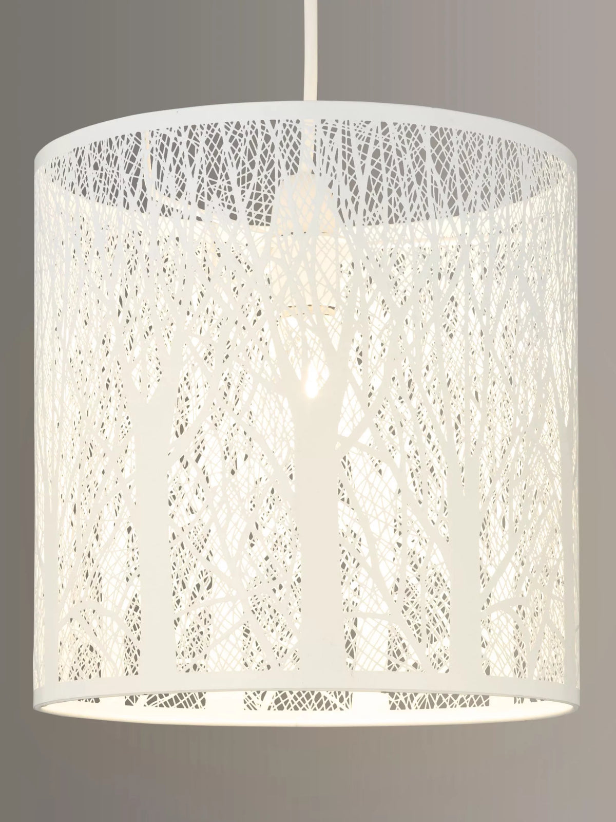 John Lewis painted metal ceiling shade with woodland tree pattern, UK version