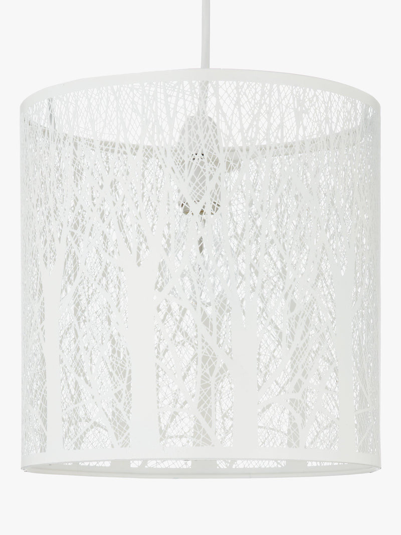 John Lewis painted metal ceiling shade with woodland tree pattern, UK version