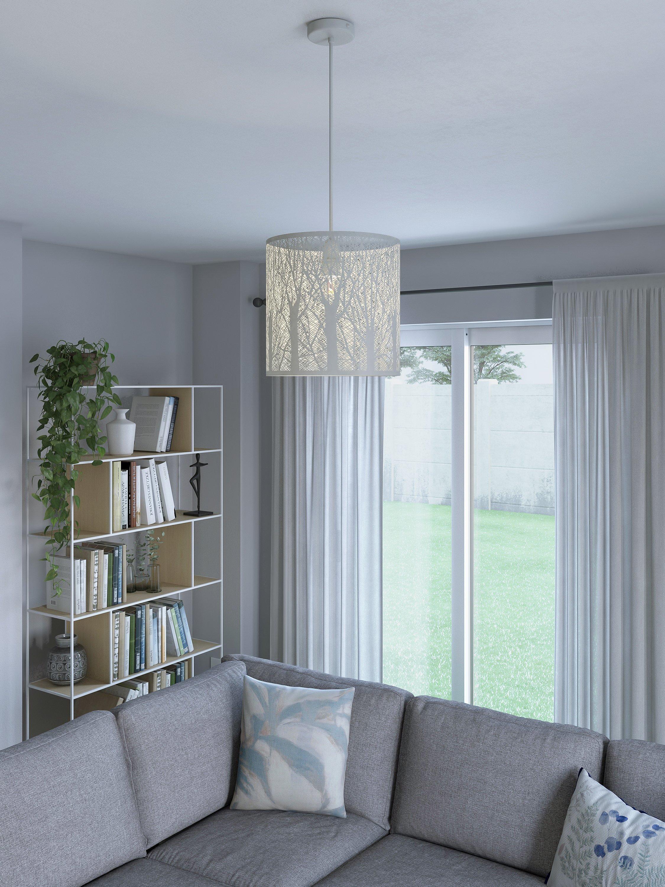 John Lewis painted metal ceiling shade with woodland tree pattern, UK version