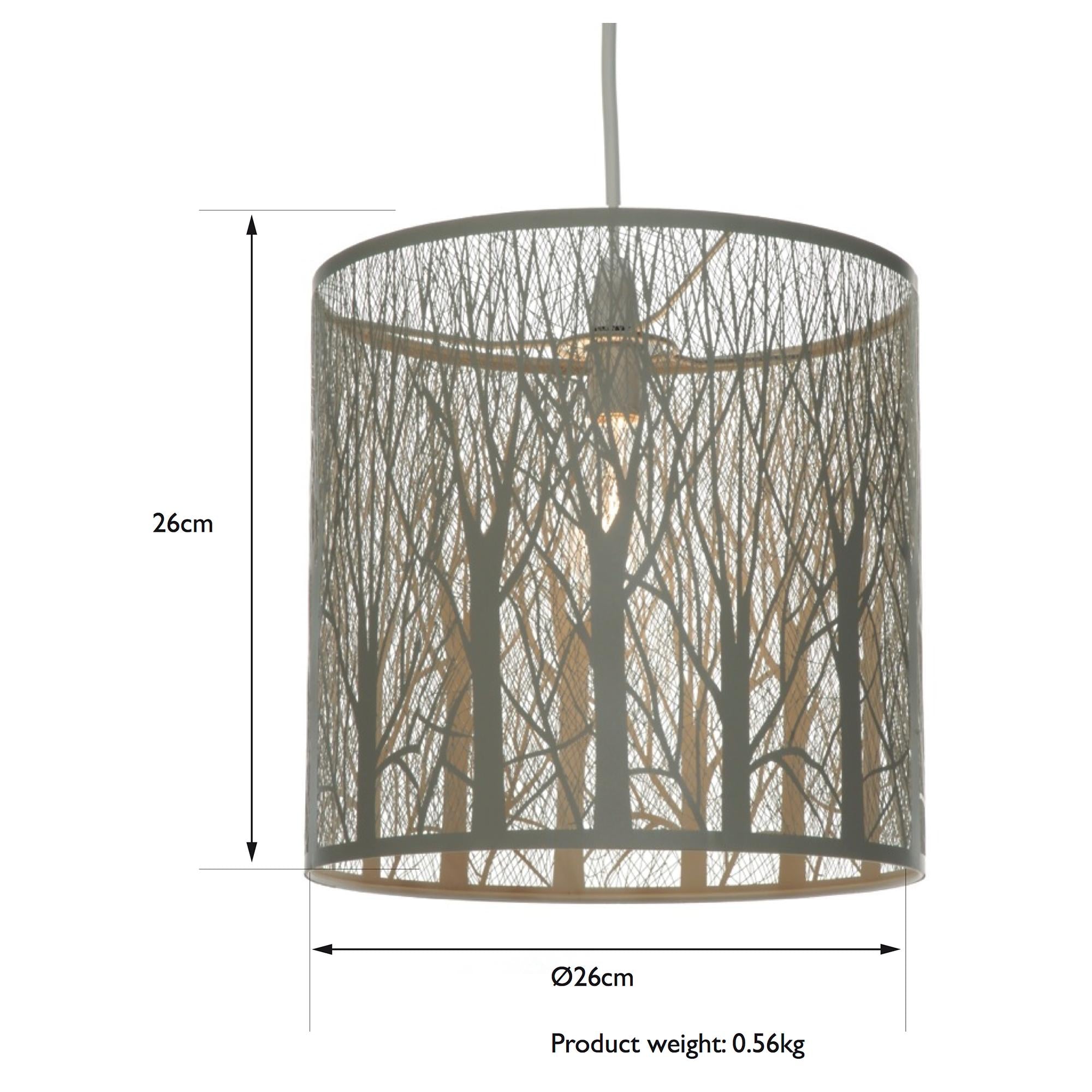 John Lewis painted metal ceiling shade with woodland tree pattern, UK version