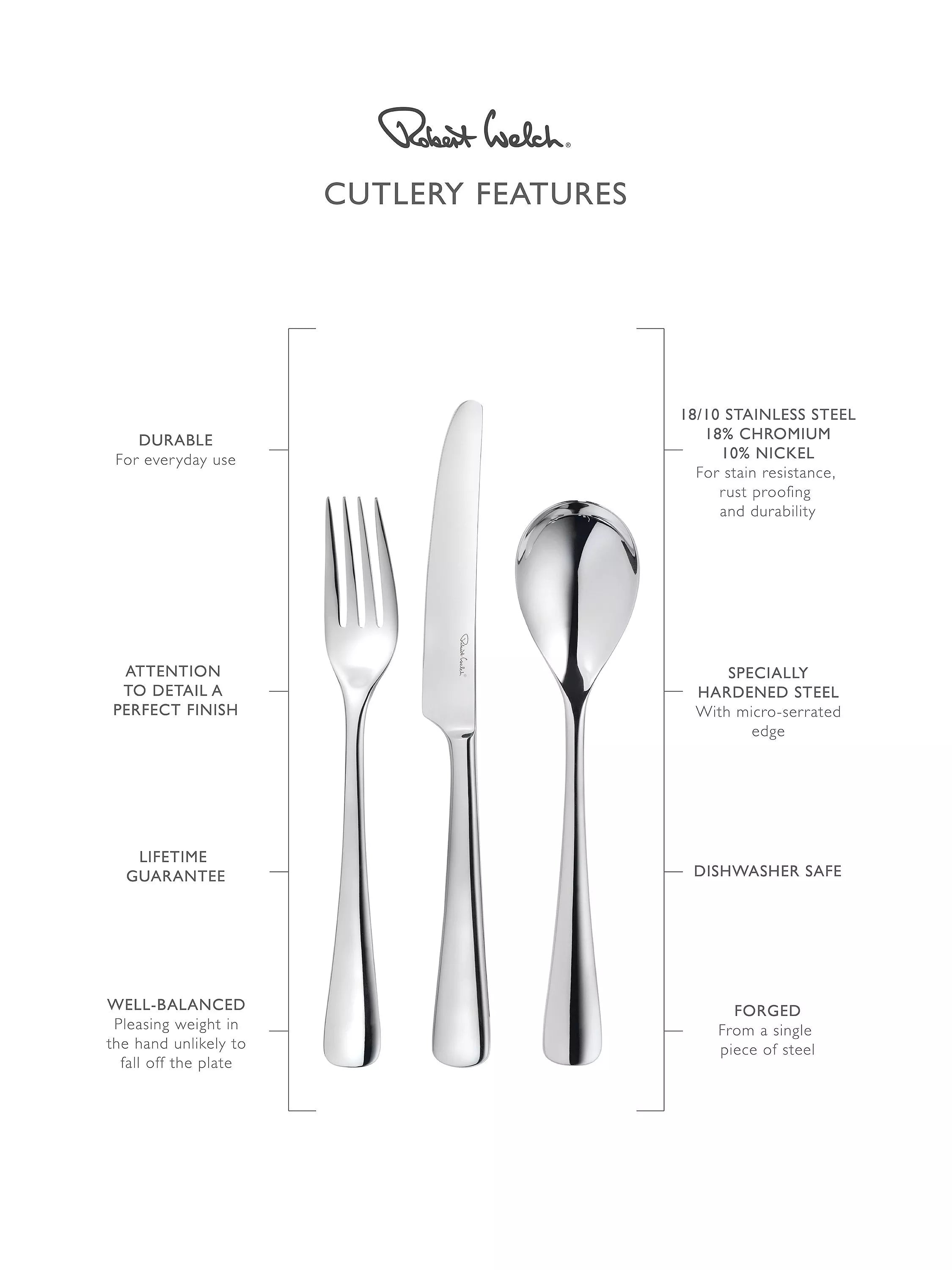 Robert Welch Malvern table fork 20.8cm, imported from the UK