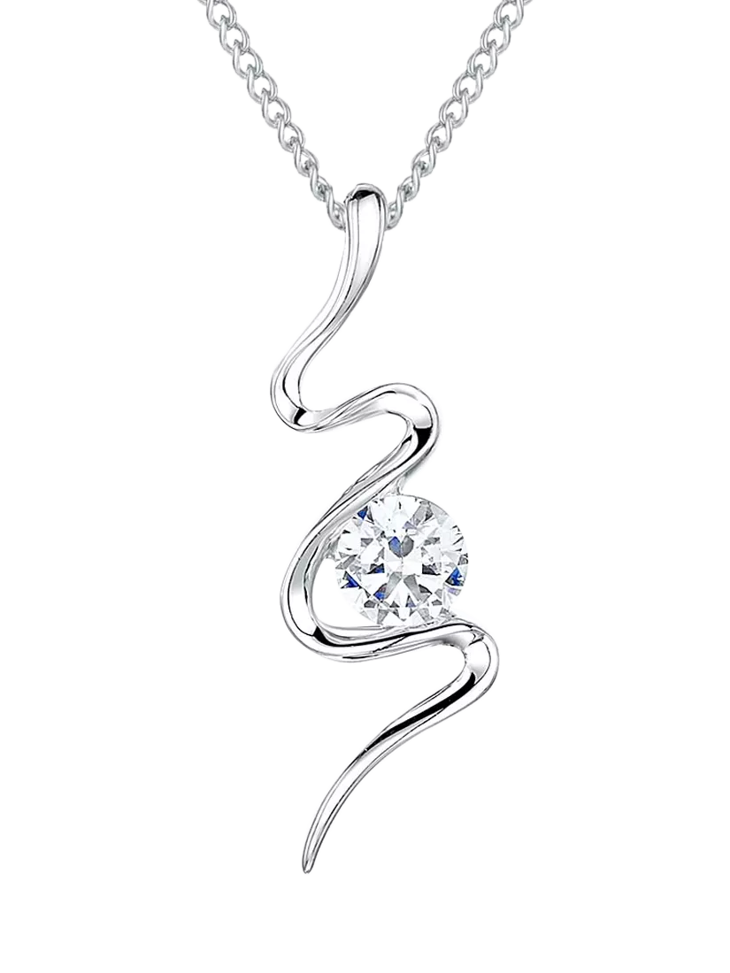 Jools by Jenny Brown sterling silver cubic zirconia S-shape pendant, imported from the UK
