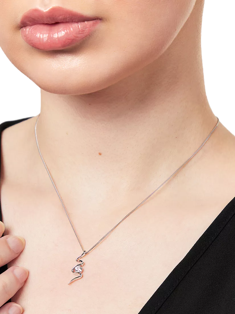Jools by Jenny Brown sterling silver cubic zirconia S-shape pendant, imported from the UK