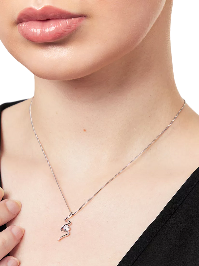 Jools by Jenny Brown sterling silver cubic zirconia S-shape pendant, imported from the UK