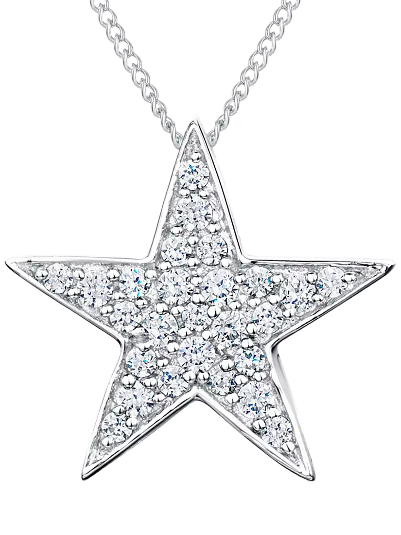 Jools by Jenny Brown pave star pendant with cubic zirconia 16-inch chain - British product