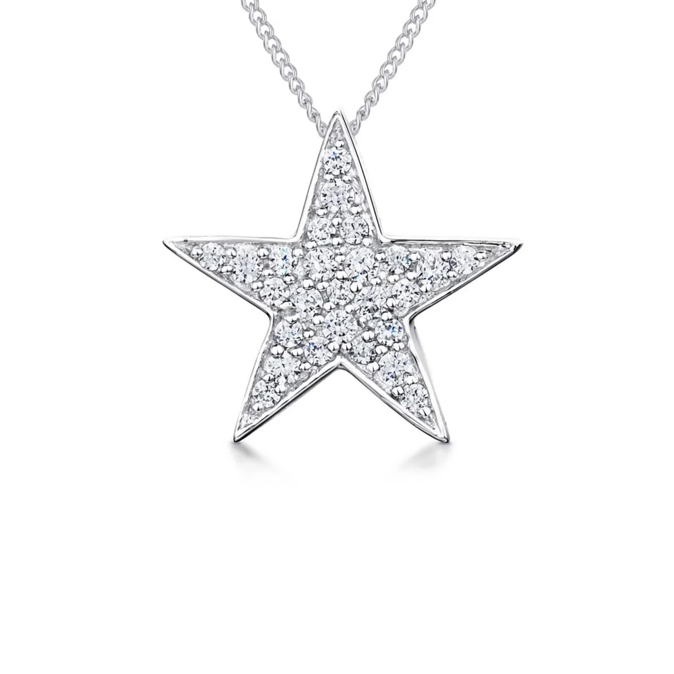Jools by Jenny Brown pave star pendant with cubic zirconia 16-inch chain - British product
