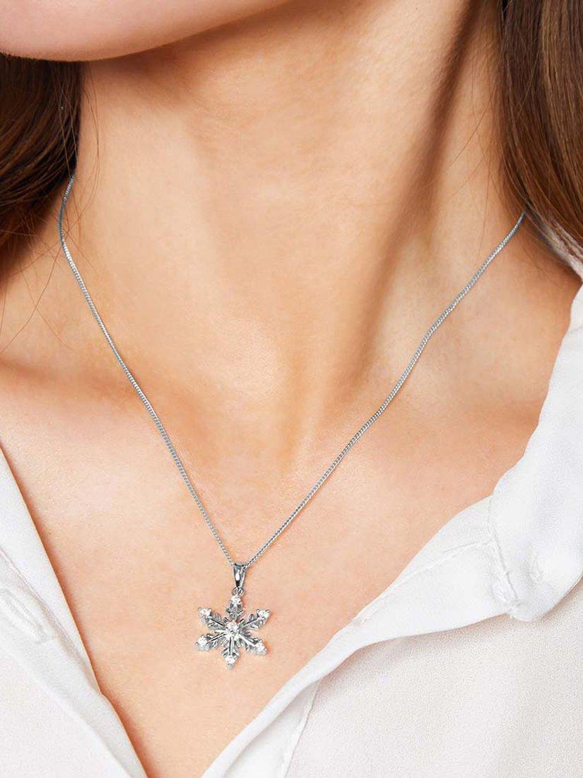 Jools by Jenny Brown snowflake pendant cubic zirconia chain 16 inches - British product