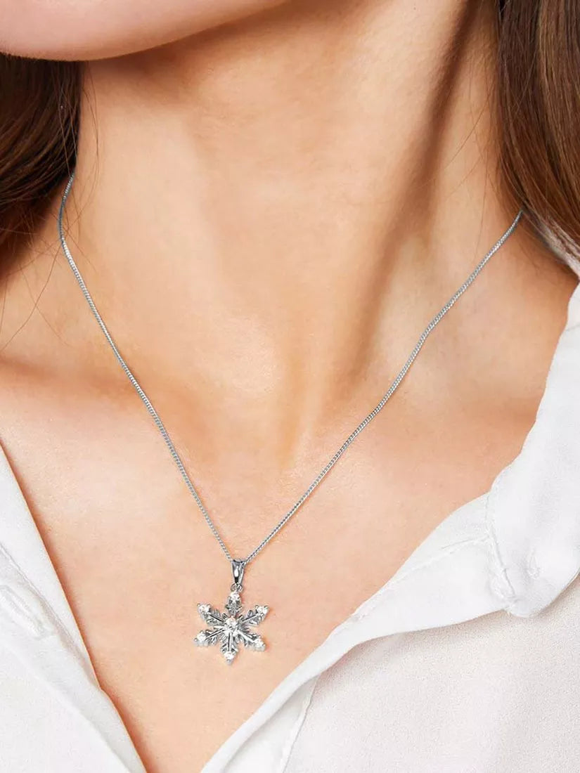 Jools by Jenny Brown snowflake pendant cubic zirconia chain 16 inches - British product