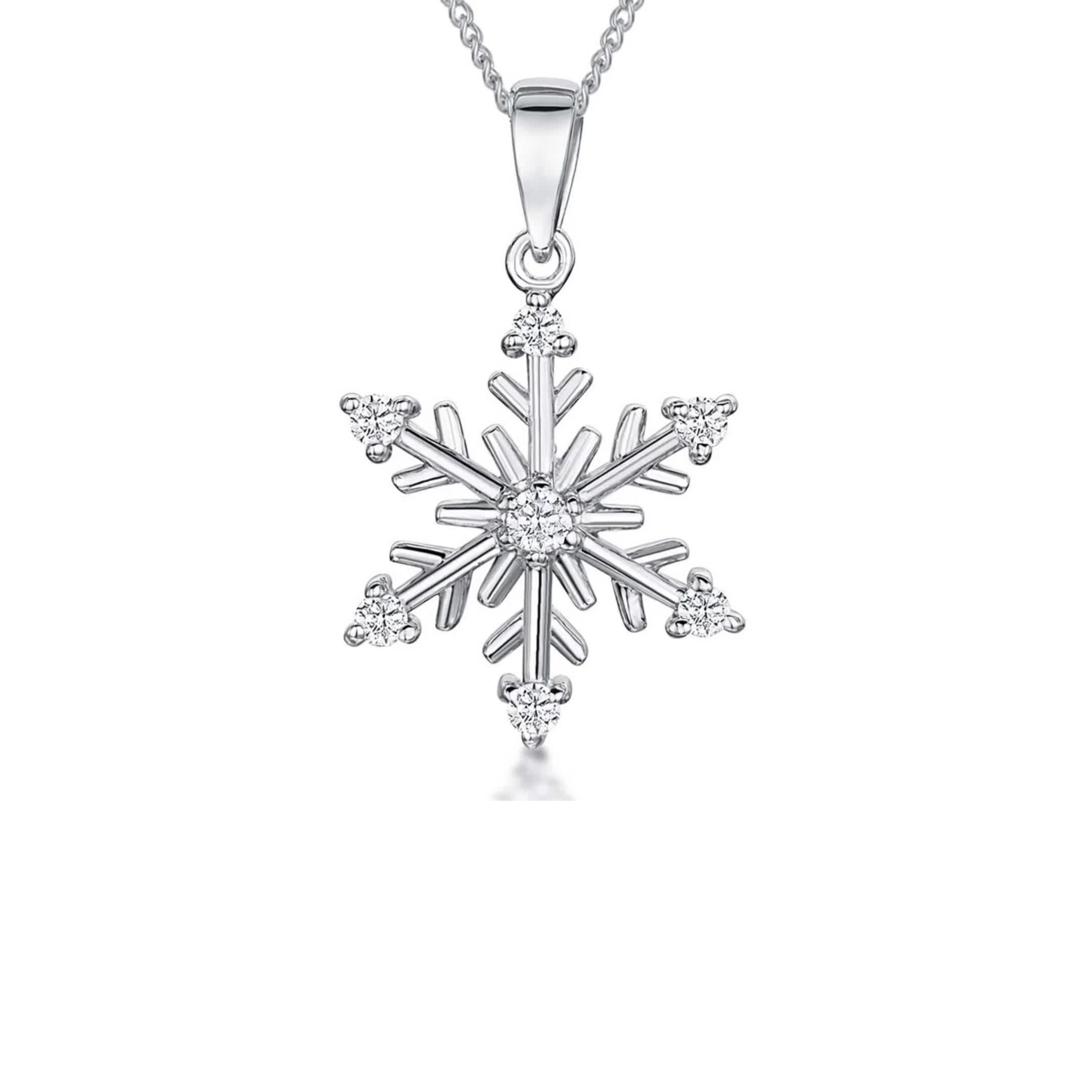Jools by Jenny Brown snowflake pendant cubic zirconia chain 16 inches - British product