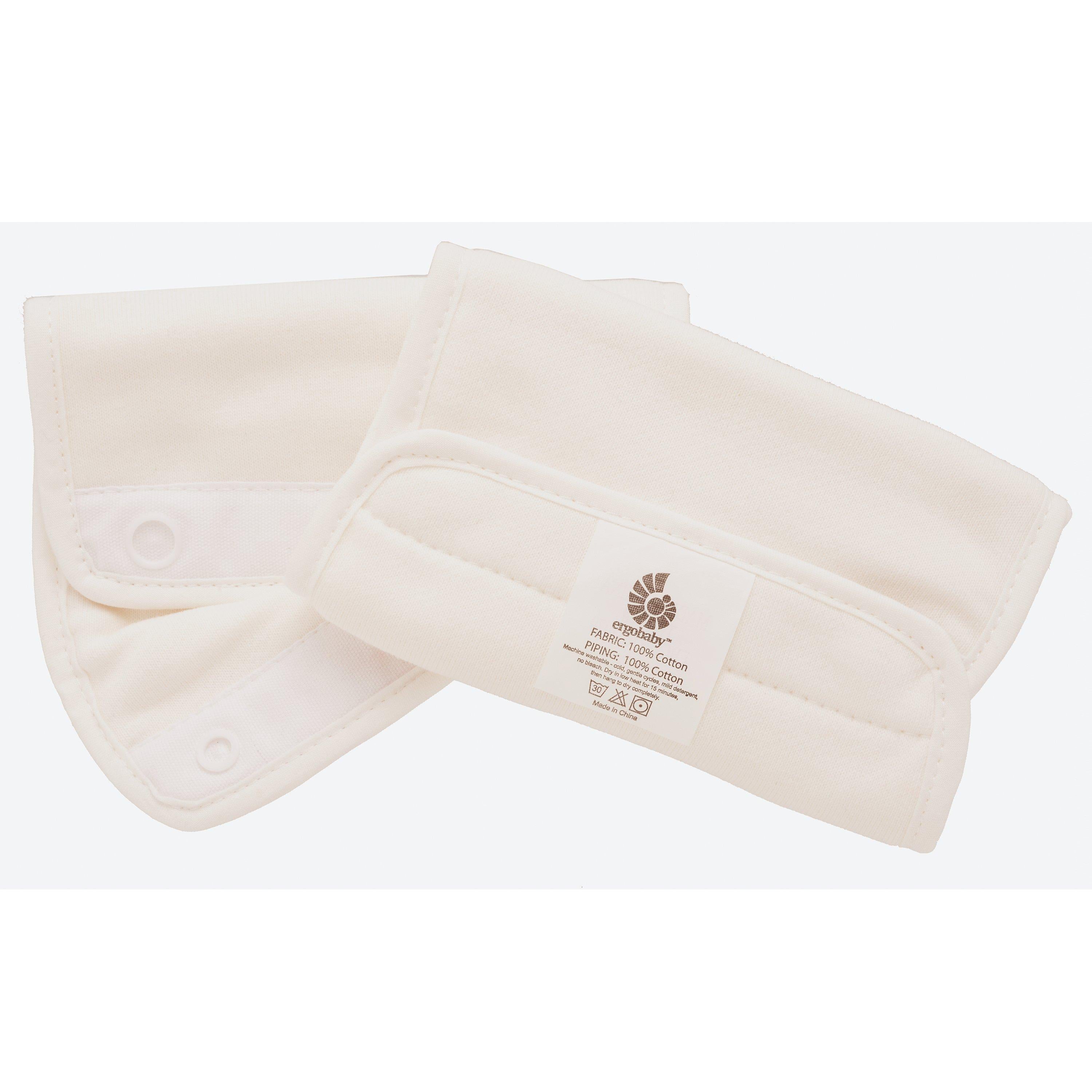 Ergobaby organic cotton teething pads for baby carrier straps in cream - British product