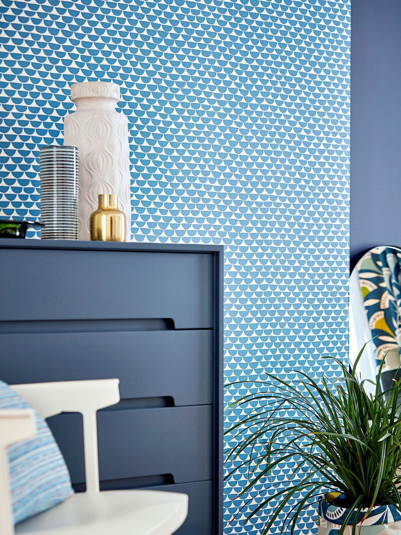 Scion Blue Kielo wallpaper 10.05 metre roll - British product