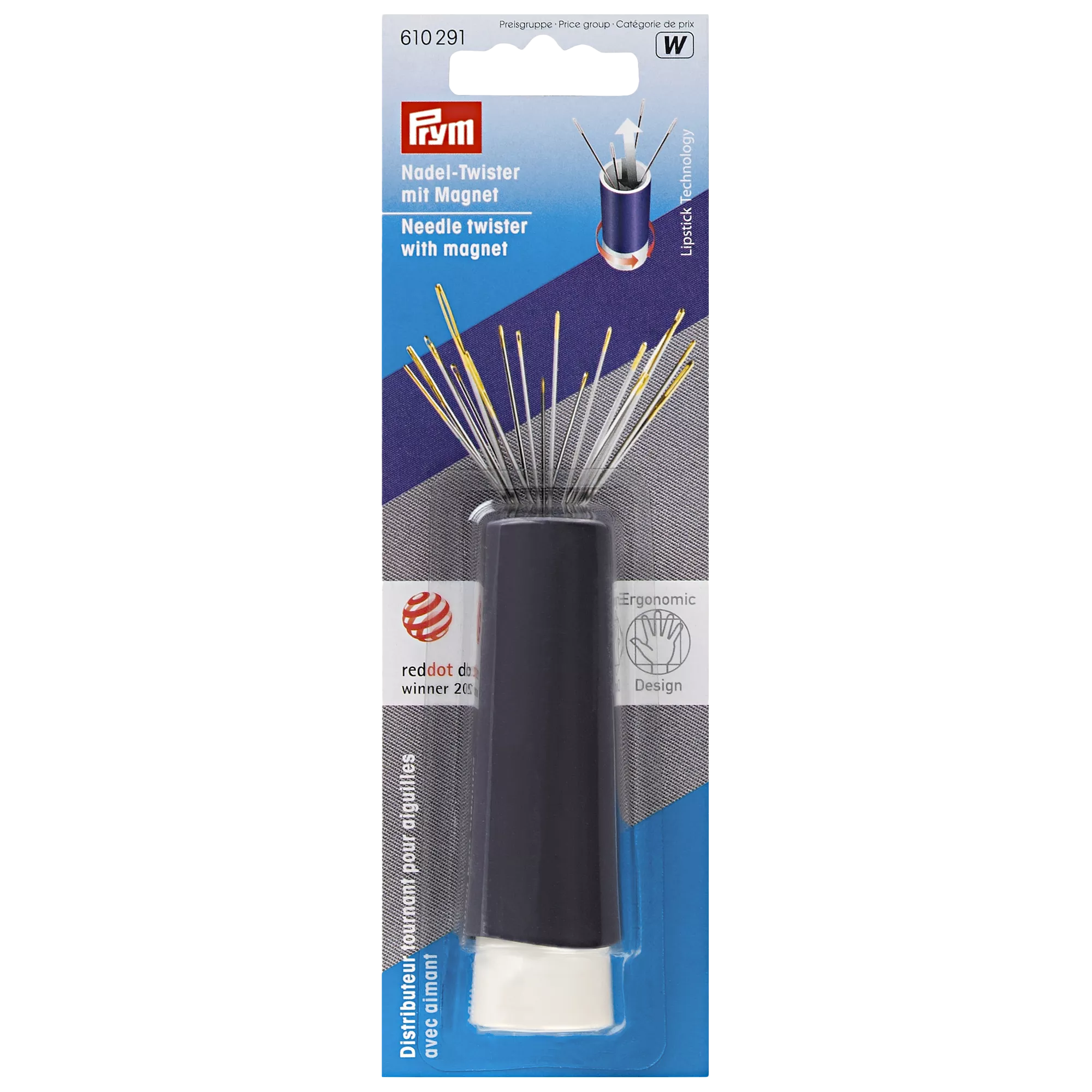 Prym Needle Twister blue plastic needle holder - British product