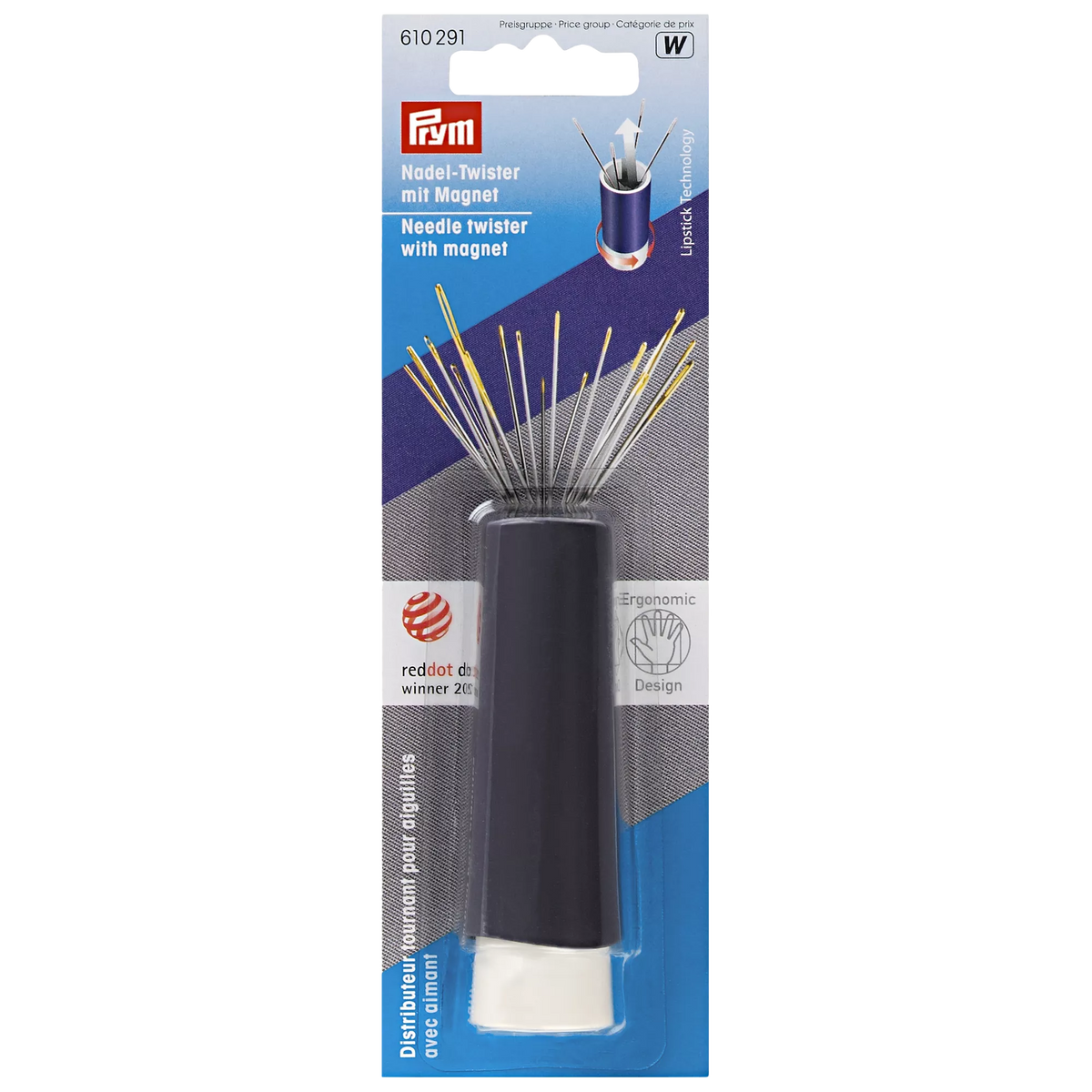 Prym Needle Twister blue plastic needle holder - British product