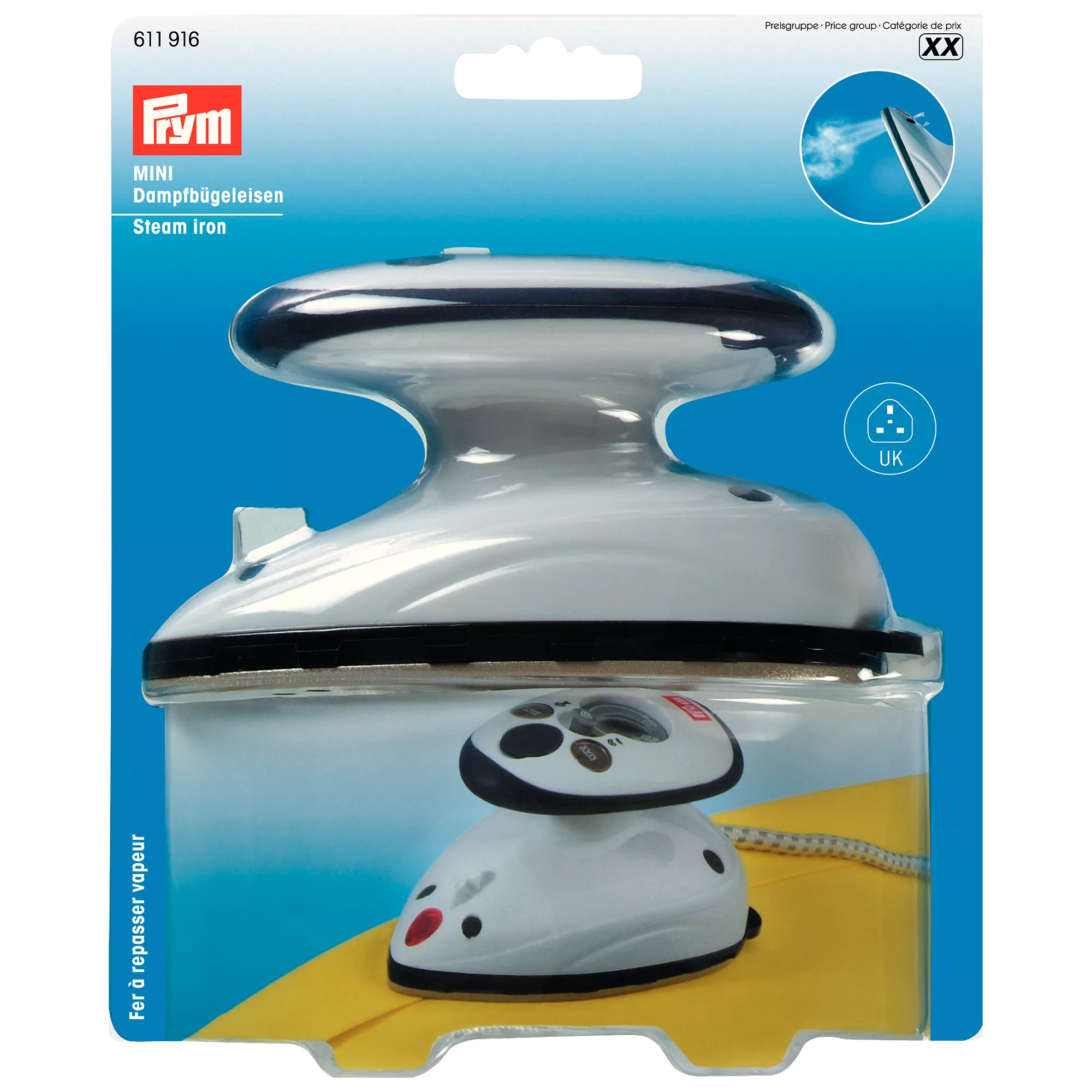 Prym mini steam iron 13x8cm, imported from the UK