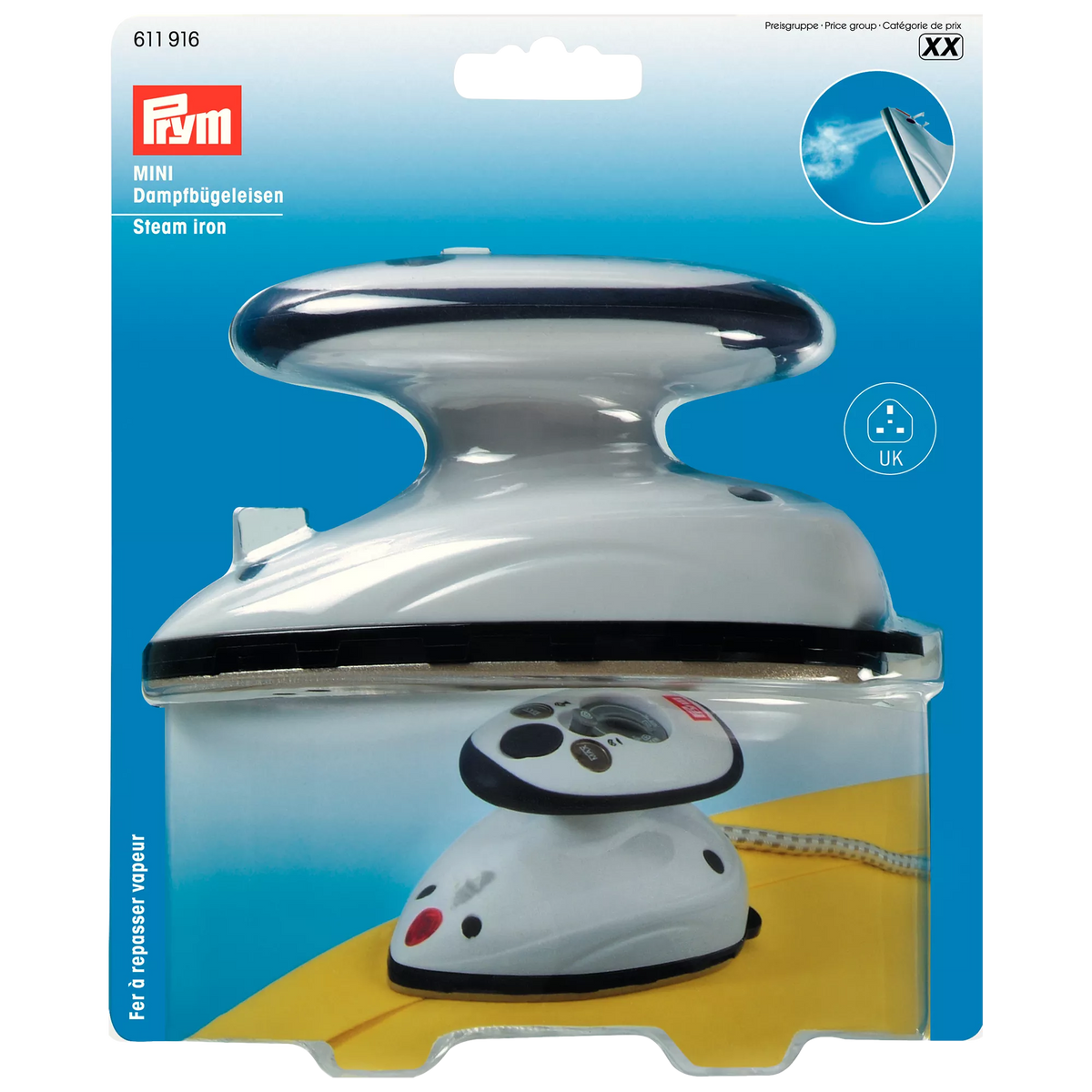 Prym mini steam iron 13x8cm, imported from the UK