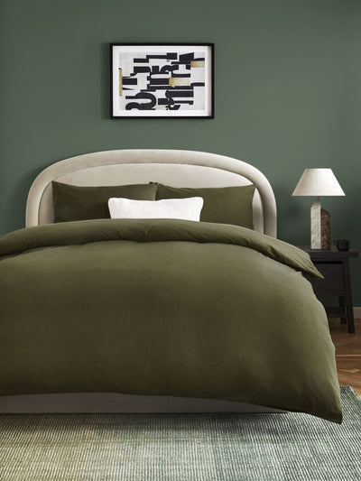 Dark Green Supersoft 100% Brushed Cotton Duvet Cover and Pillowcase Set
