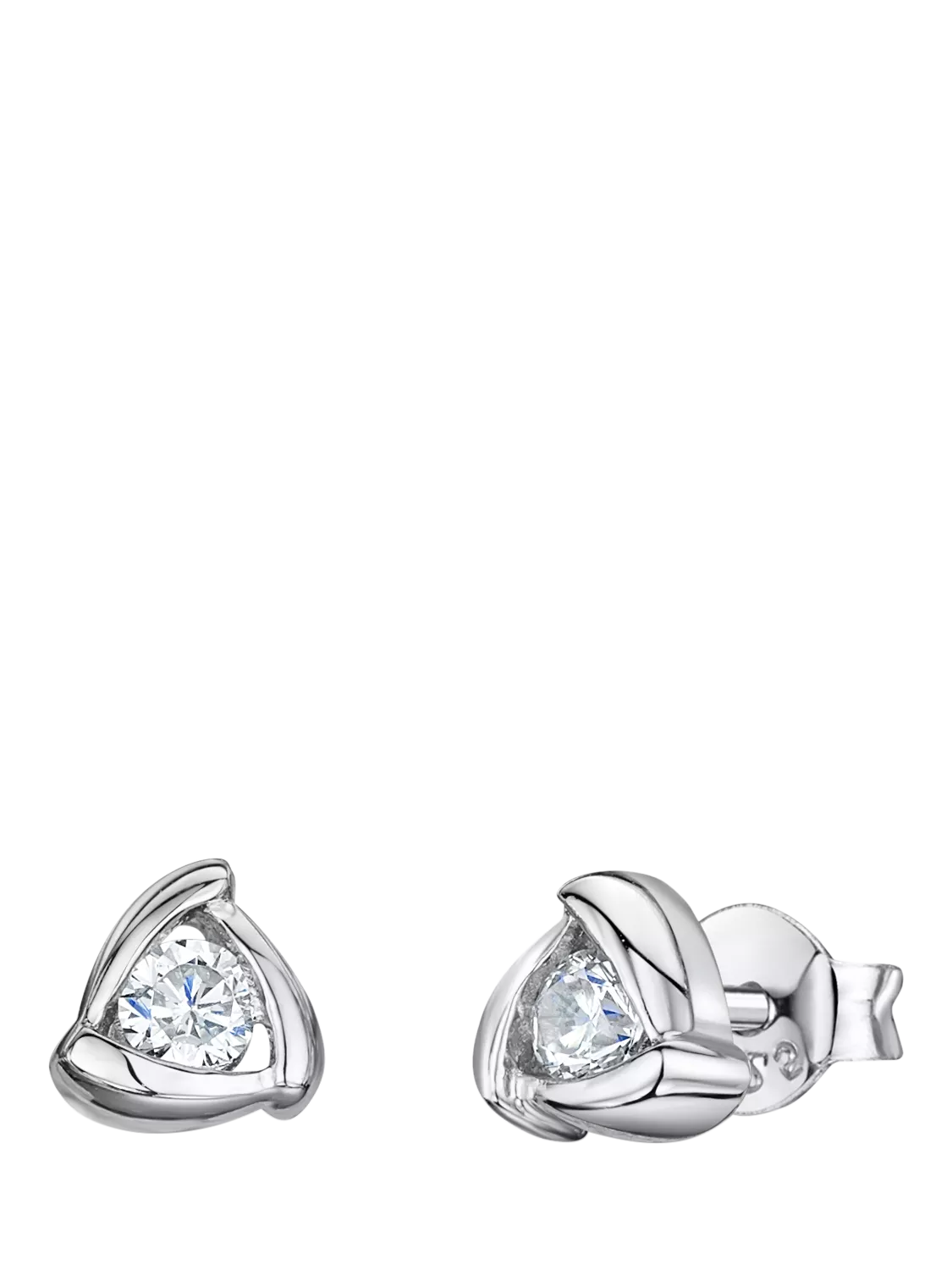 Jools by Jenny Brown Cubic Zirconia Triangular Stud Earrings, Silver