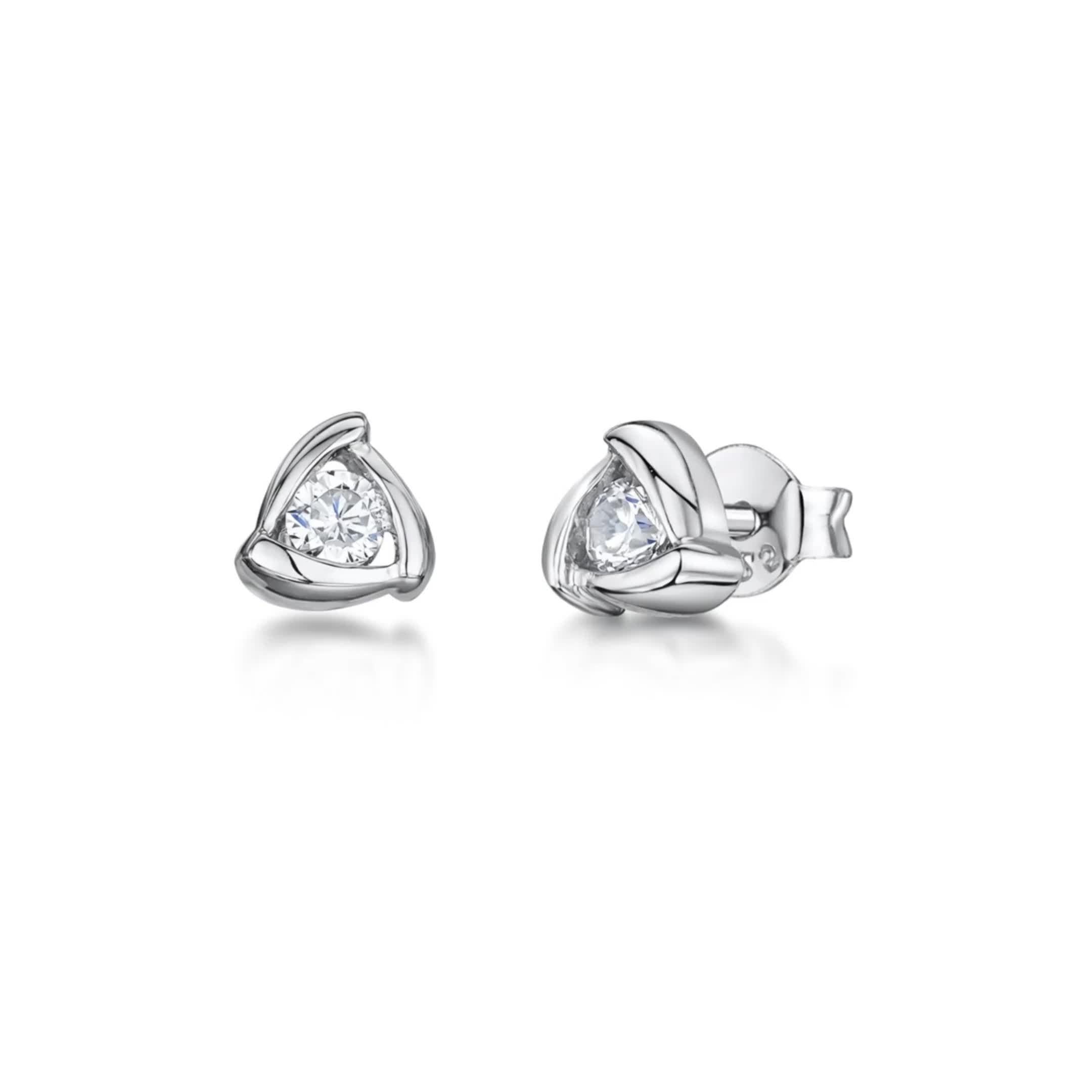Jools by Jenny Brown cubic zirconia triangular stud earrings in silver (British brand)