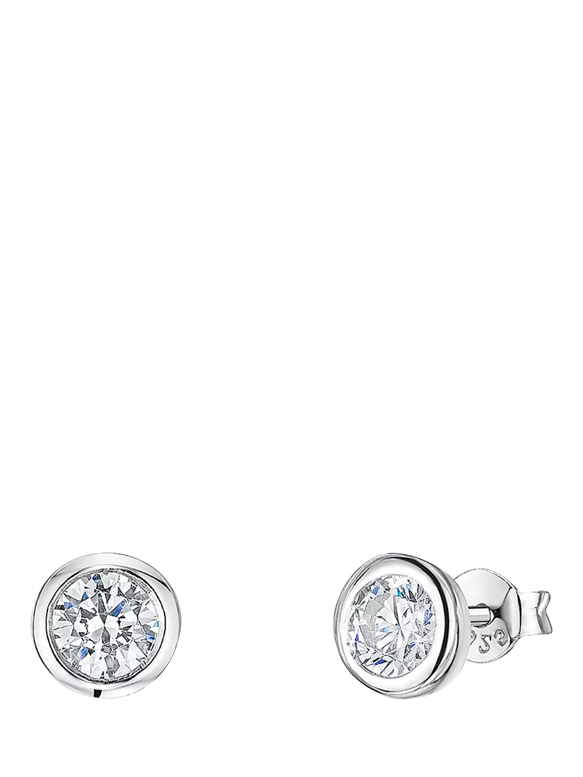 Jools by Jenny Brown stud earrings round cubic zirconia pod, UK version