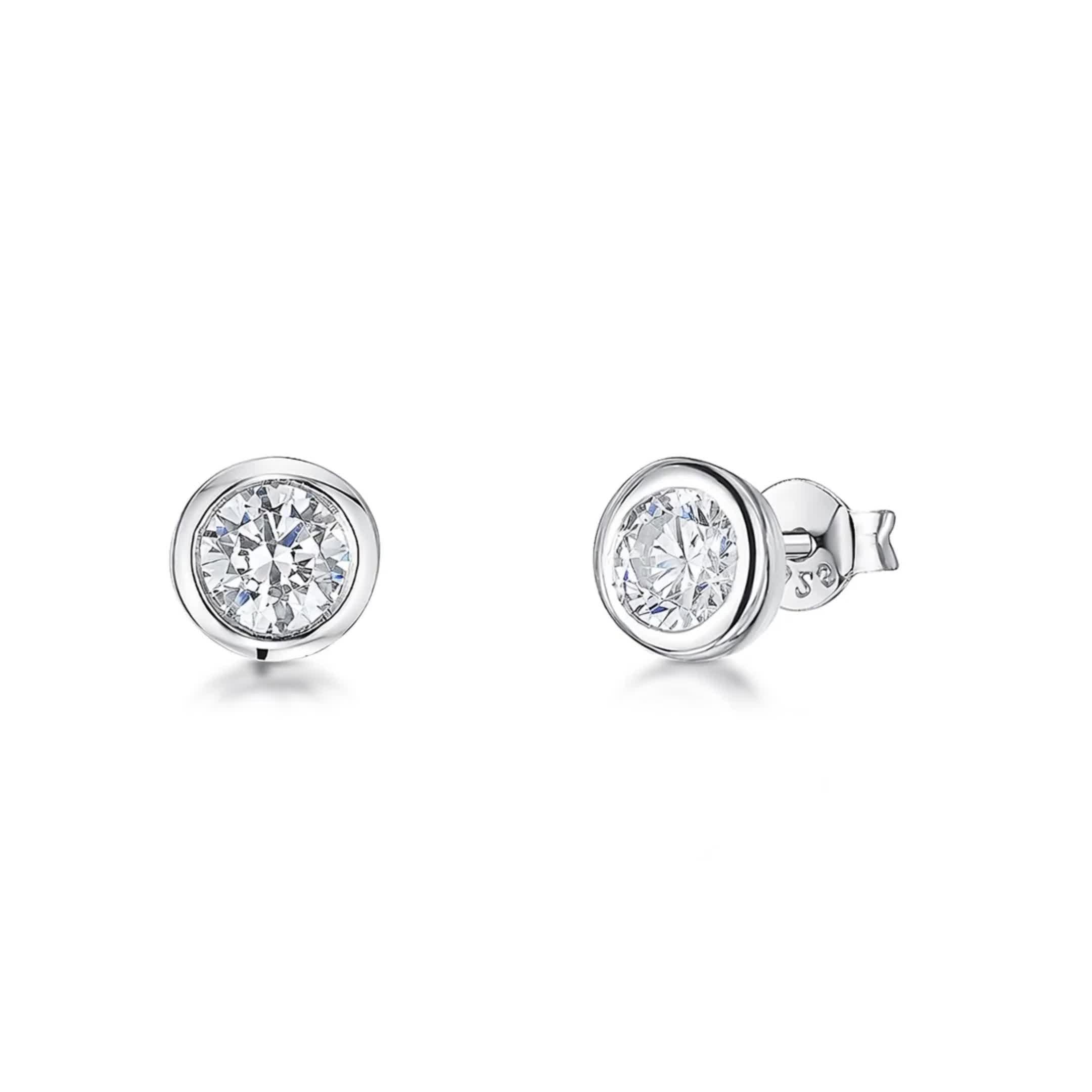 Jools by Jenny Brown stud earrings round cubic zirconia pod, UK version