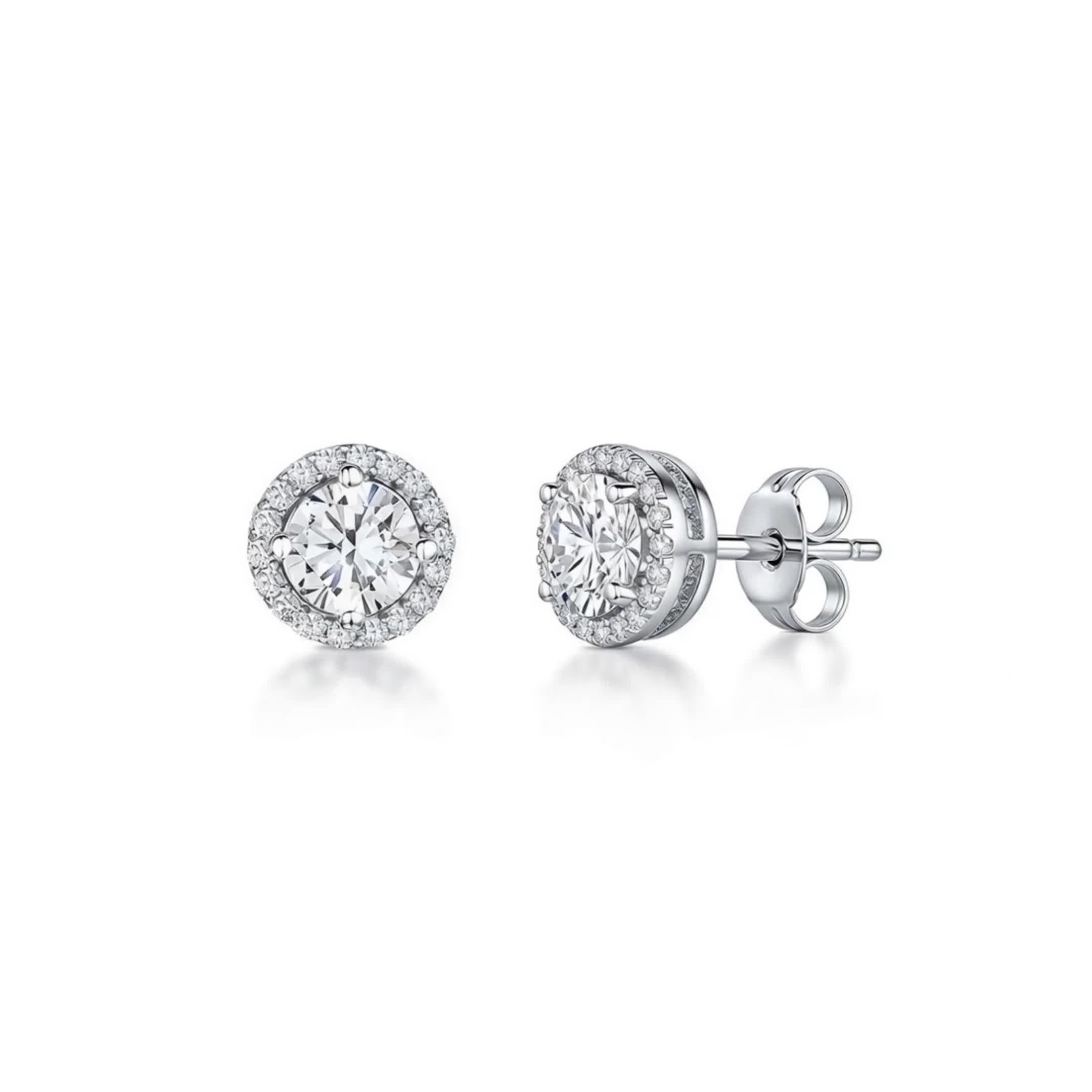 Jools by Jenny Brown round pavé surround stud earrings 1cm (British brand)
