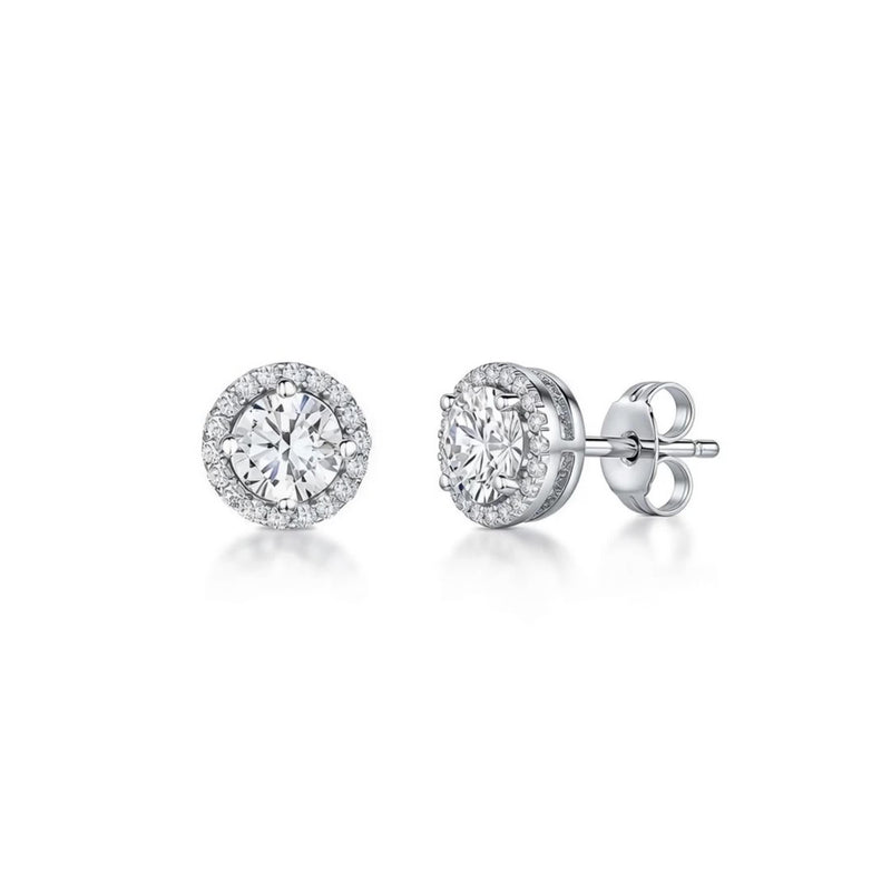 Jools by Jenny Brown round pavé surround stud earrings 1cm (British brand)