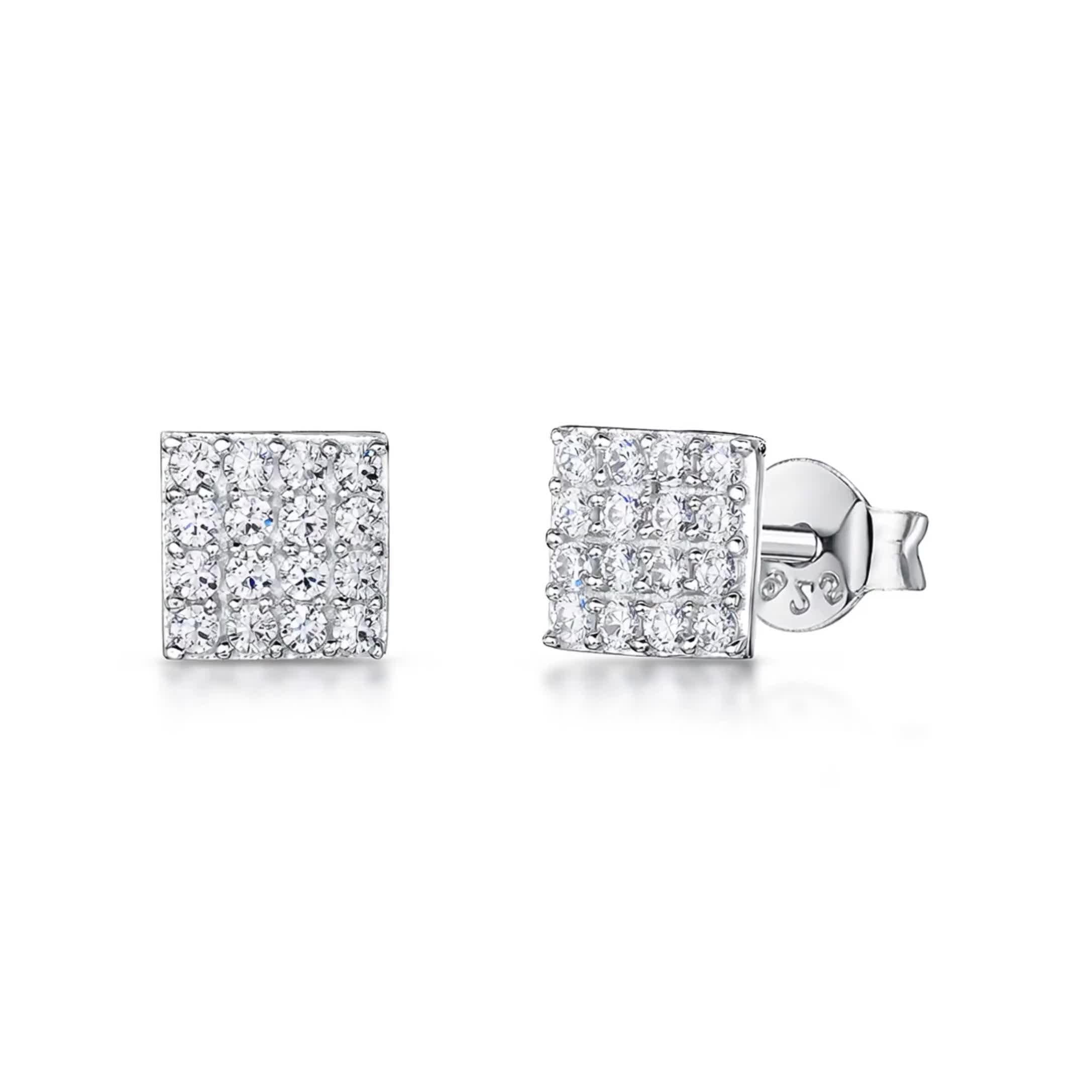 Jools by Jenny Brown square pavé set stud earrings (British brand)