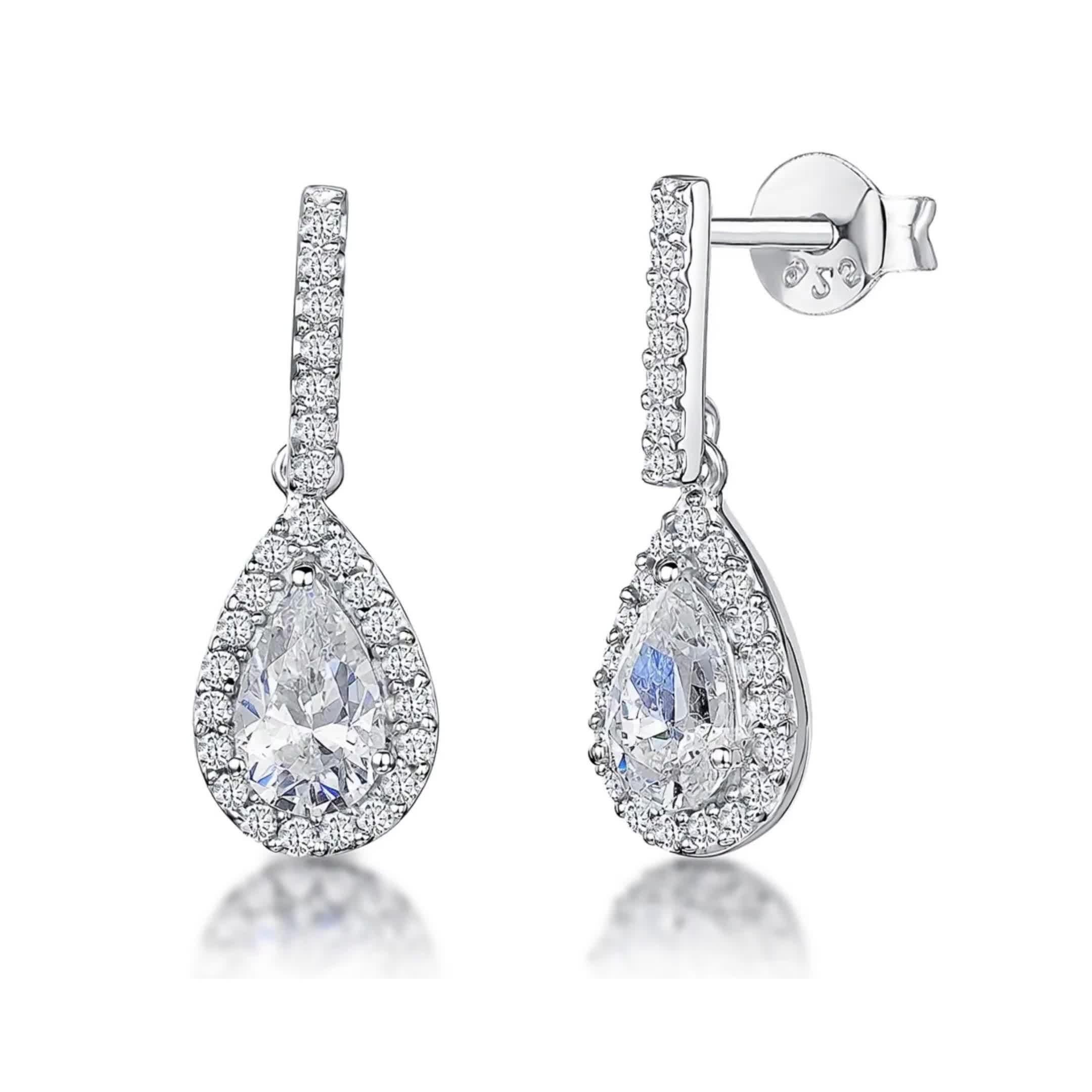 Jools by Jenny Brown cubic zirconia halo drop earrings - British product