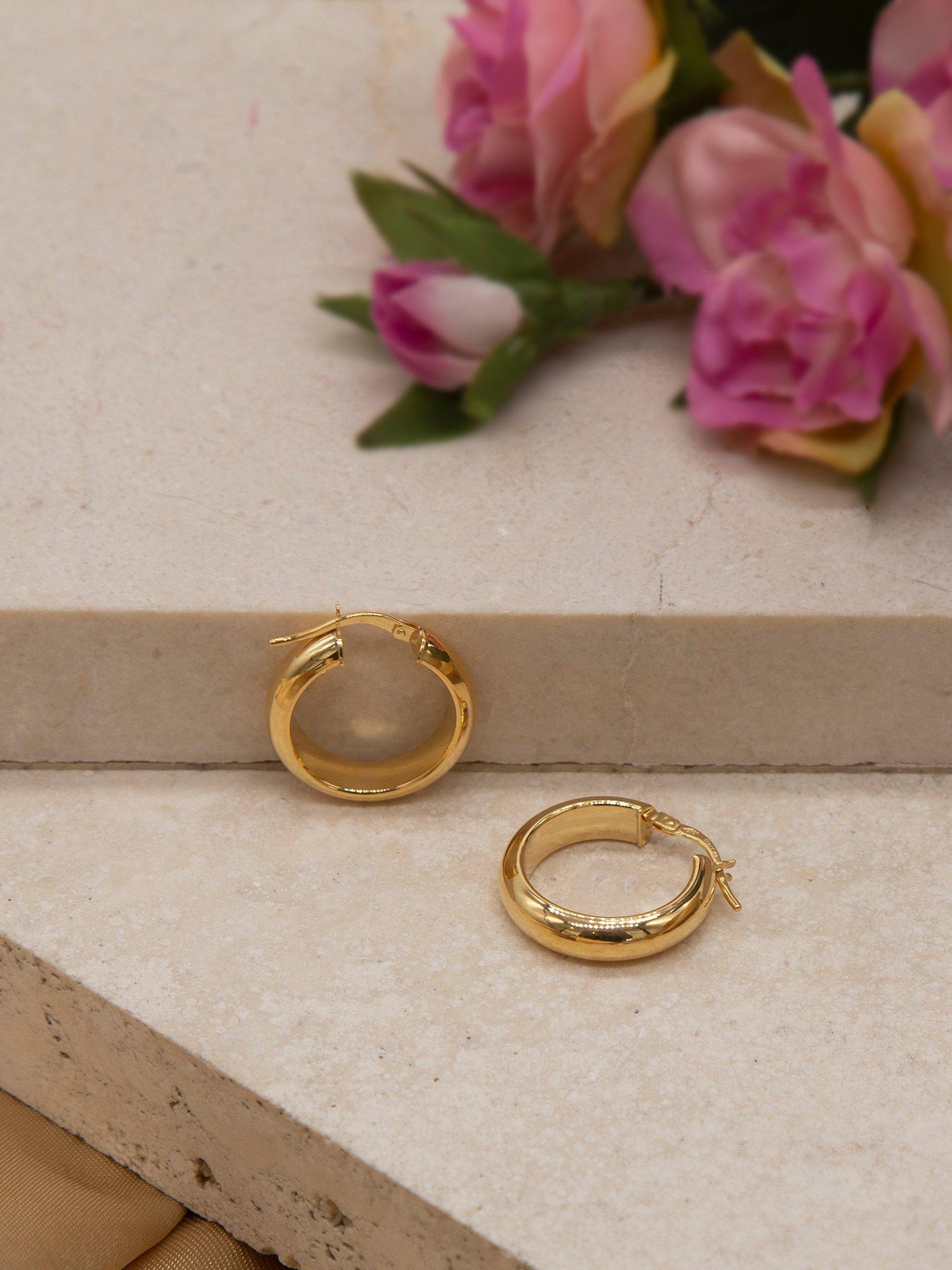 IBB 9ct yellow gold large creole hoop earrings, imported from the UK