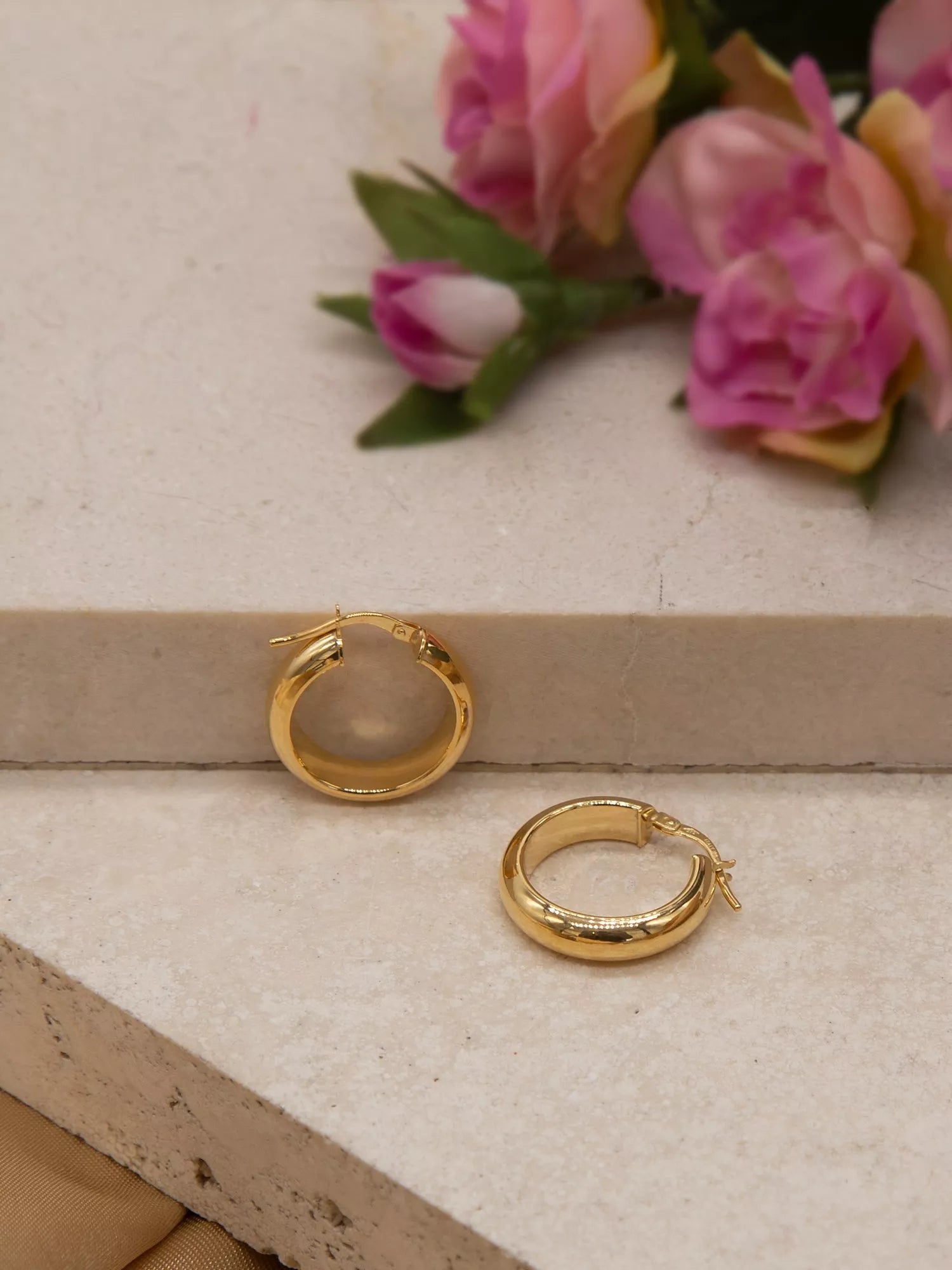 IBB 9ct yellow gold large creole hoop earrings, imported from the UK