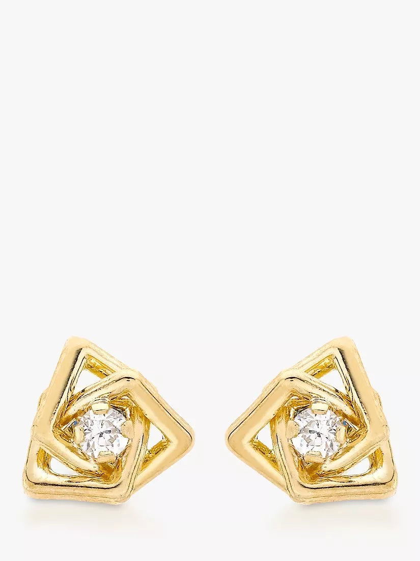 IBB yellow gold cubic zirconia stud earrings (British brand)