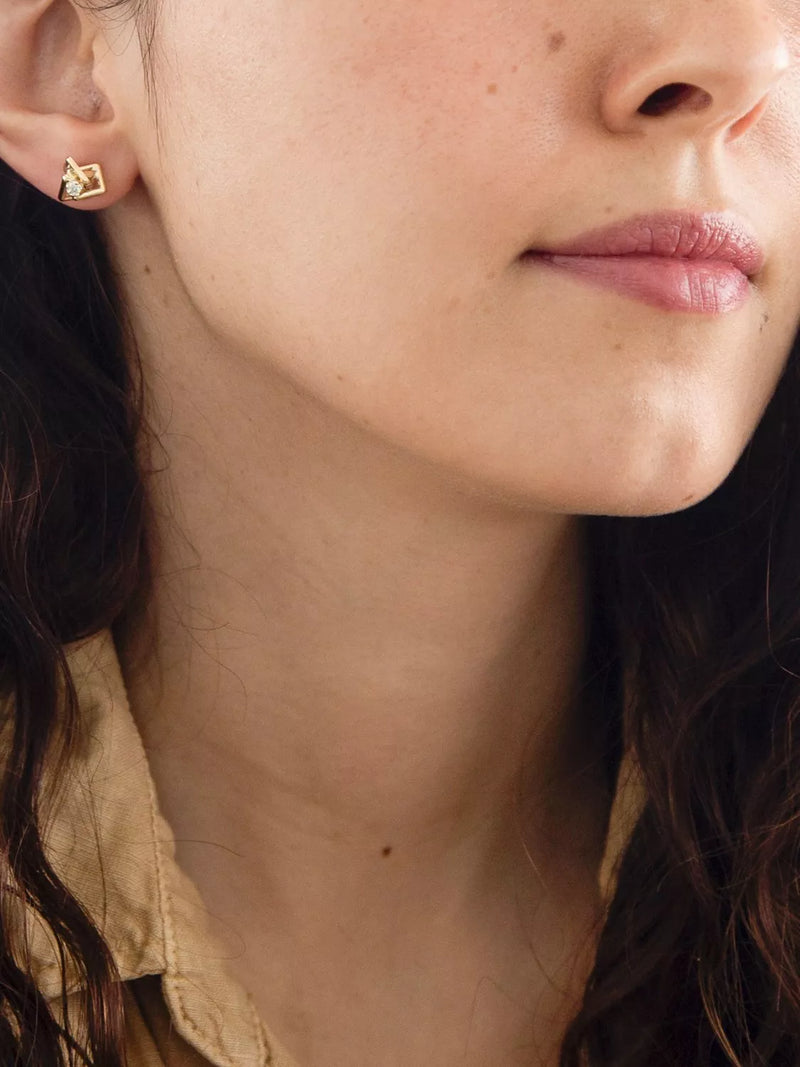 IBB yellow gold cubic zirconia stud earrings (British brand)