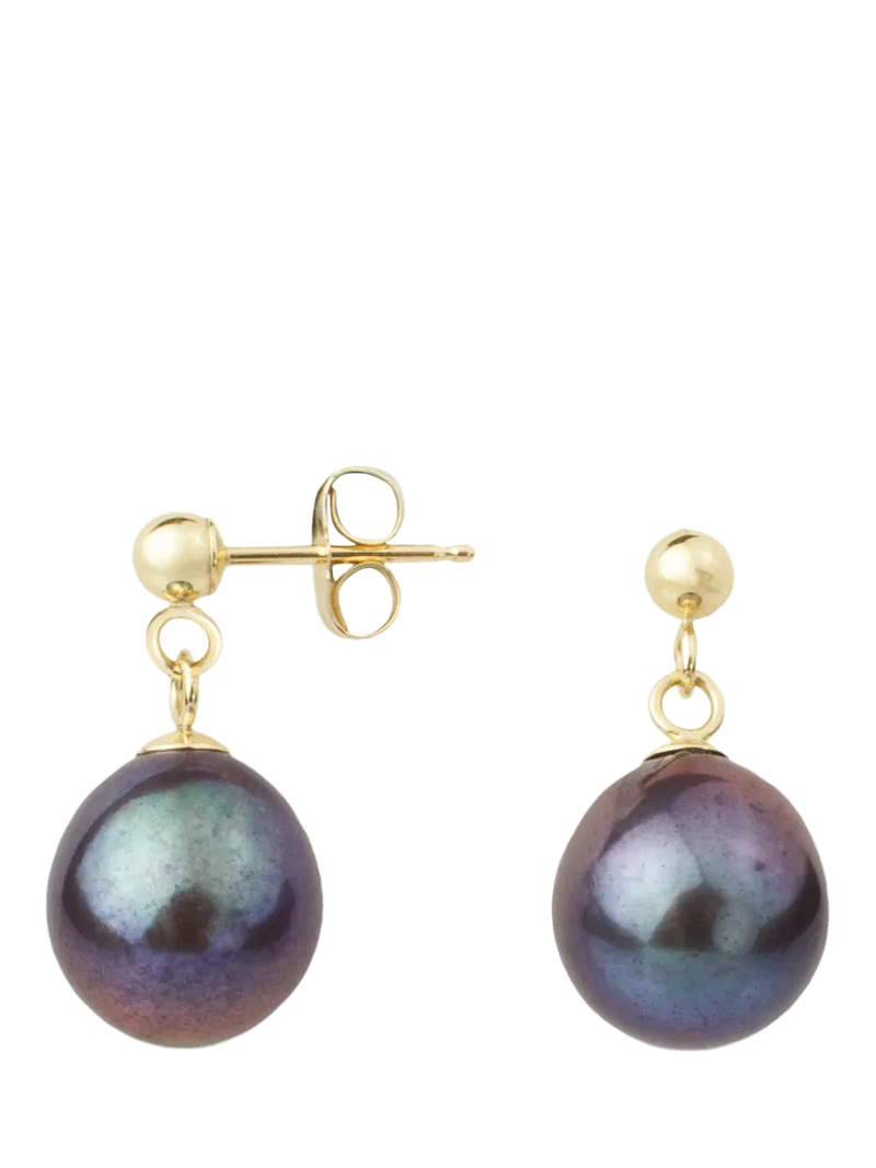 E.W Adams 9ct Gold Freshwater Pearl Drop Earrings