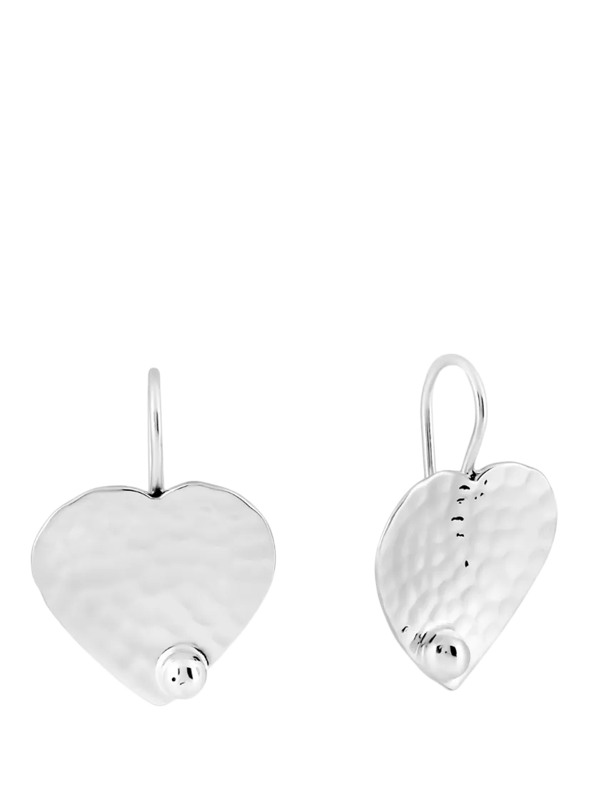 Andea sterling silver textured heart drop earrings, imported from the UK