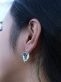 Andea sterling silver textured heart drop earrings, imported from the UK