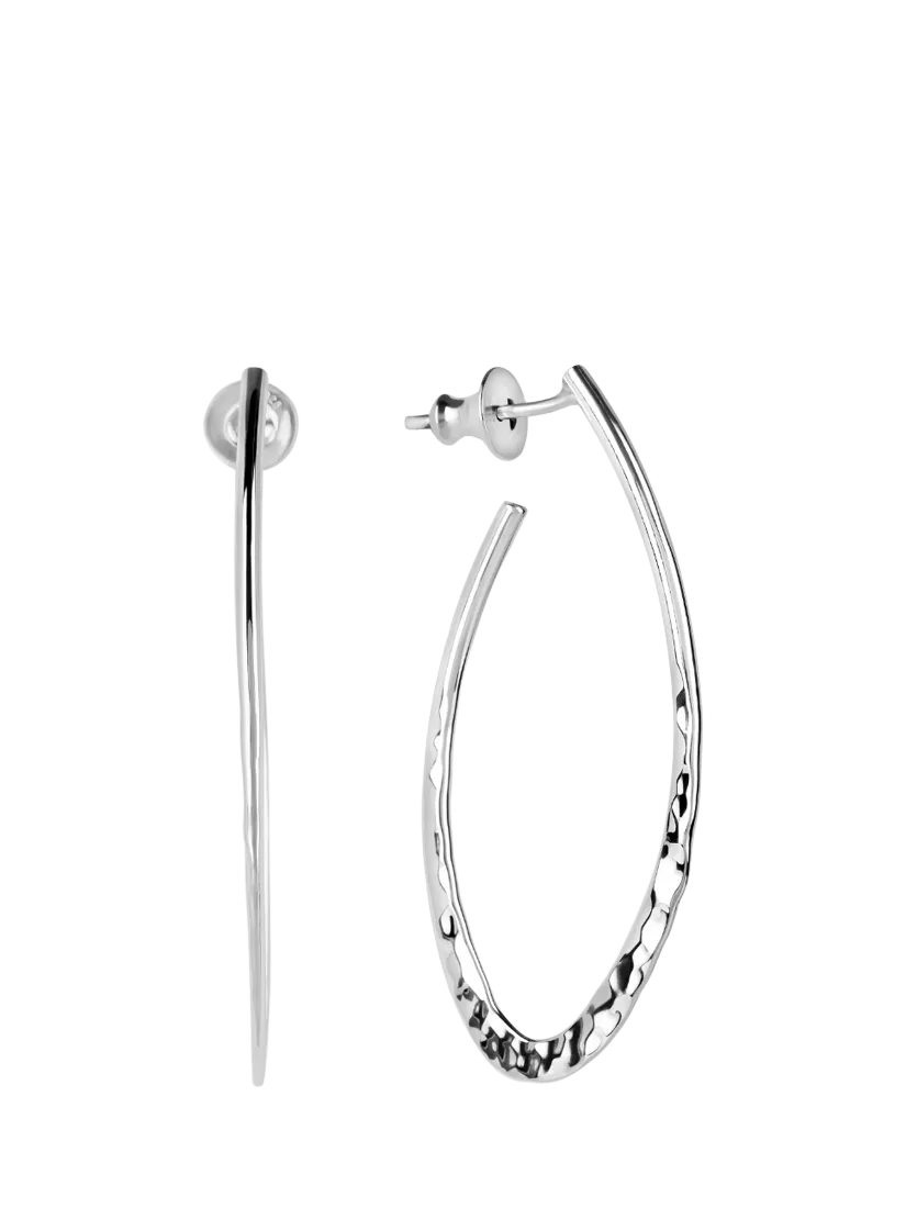 Andea silver long oval stud earrings 5cm, UK version