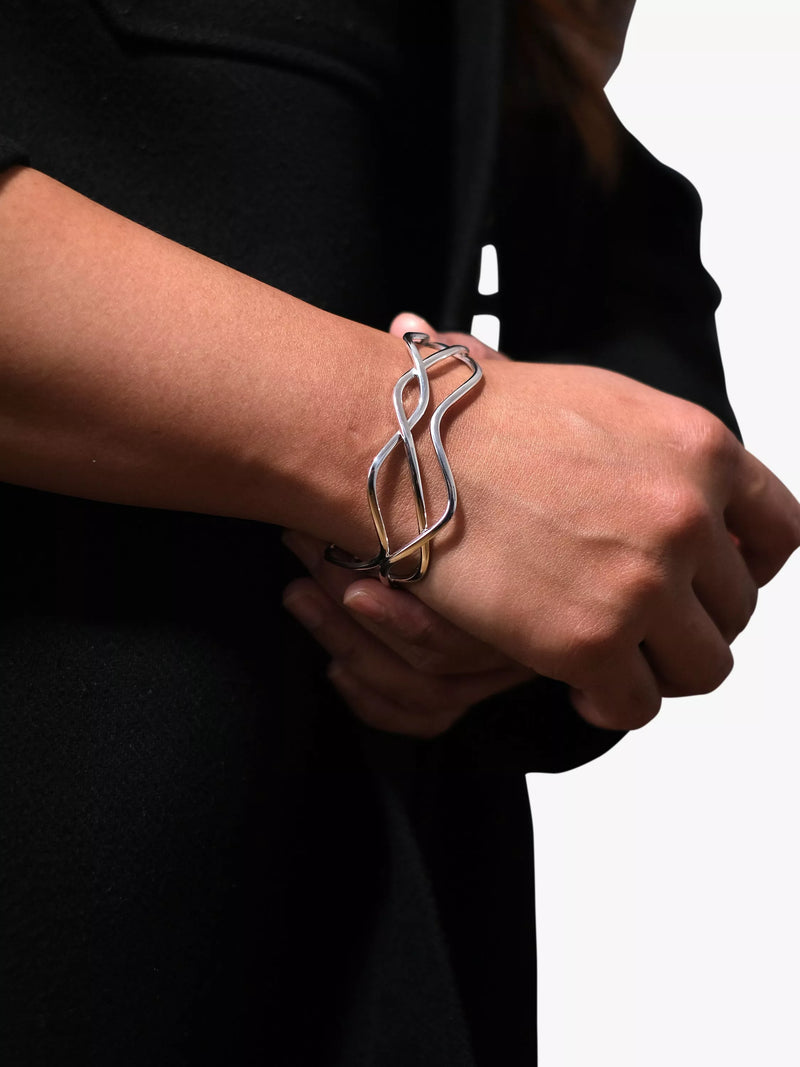 Andea sterling silver woven wire cuff bracelet (British brand)